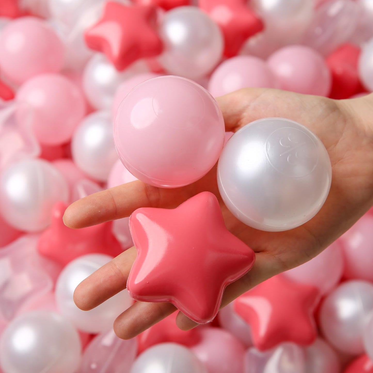 TRENDPLAY Star Ball Pit Balls 500 – Pink & Pearl White for Toddlers
