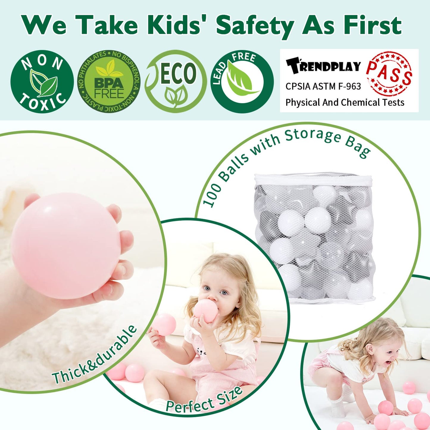 TRENDPLAY Star Ball Pit Balls for Toddlers - 100 Count, Non-Toxic Star Shapes (Gray + Clear)