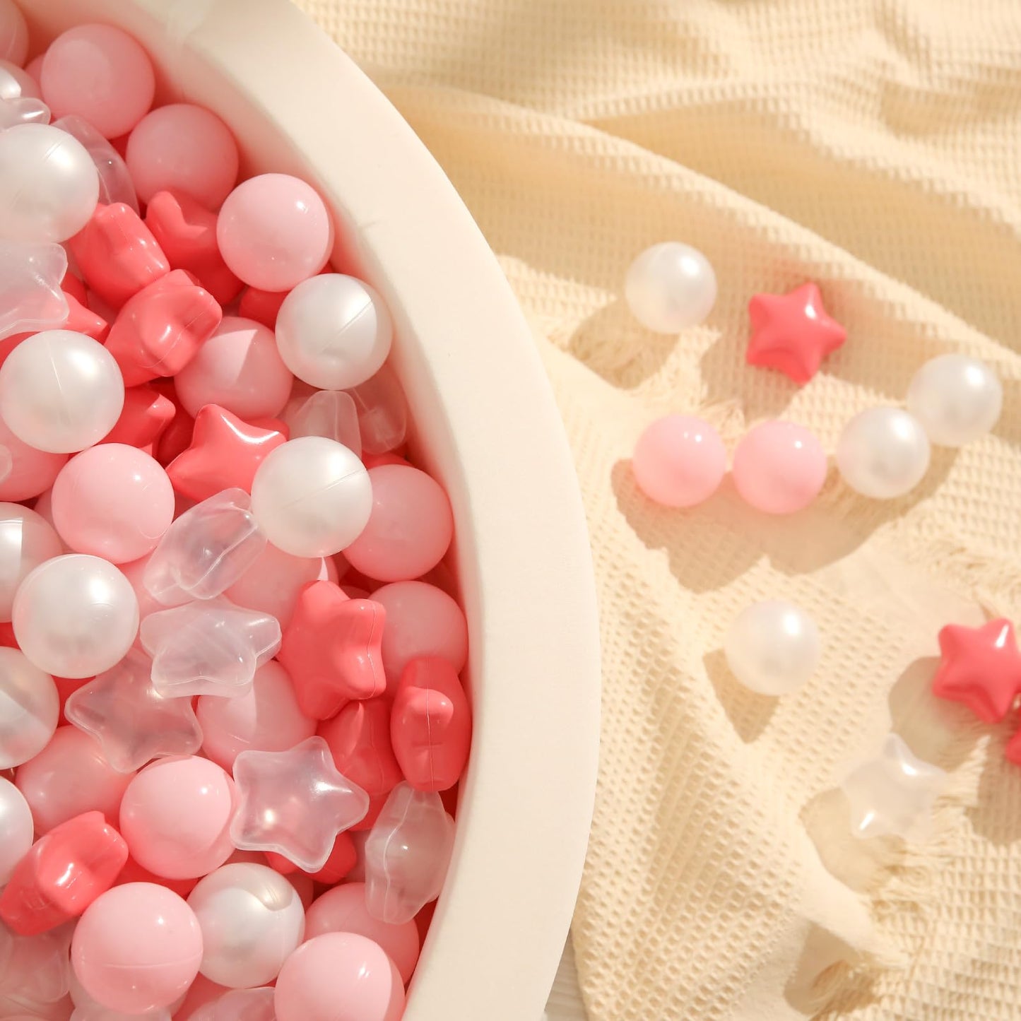 TRENDPLAY Star Ball Pit Balls 500 – Pink & Pearl White for Toddlers