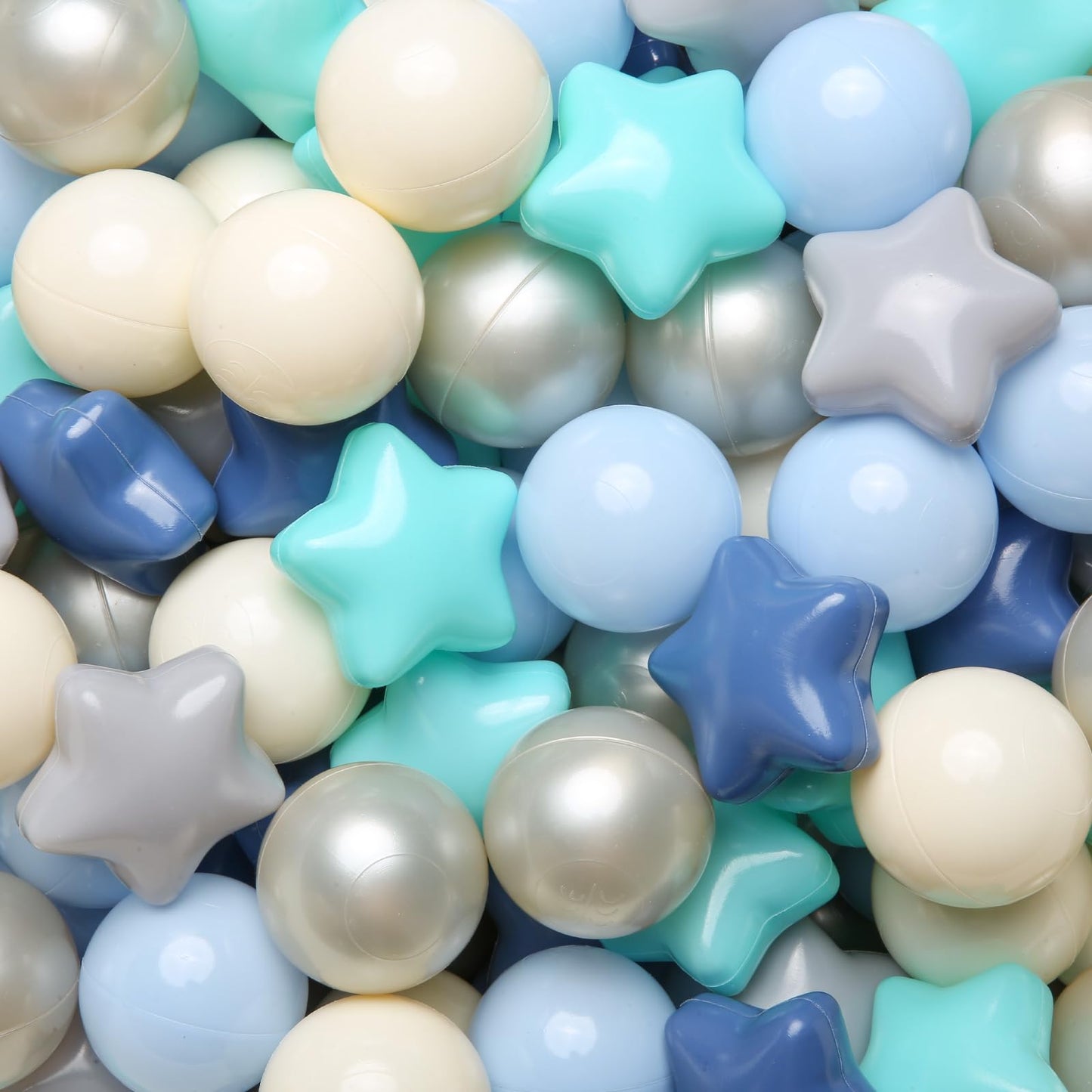 TRENDPLAY Star Ball Pit Balls 500 – Safe Blue & Cream Shapes for Toddlers | Party Decor & Creative Play