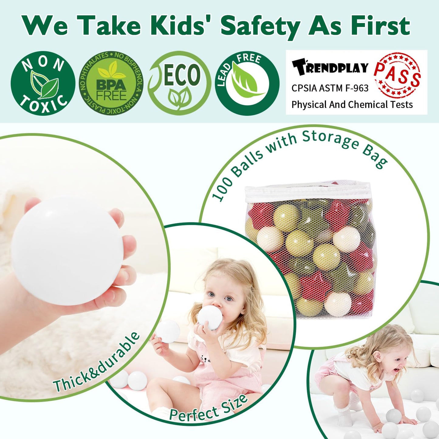 TRENDPLAY Star Ball Pit Balls – 100 Count, Non-Toxic Safe Play for Toddlers