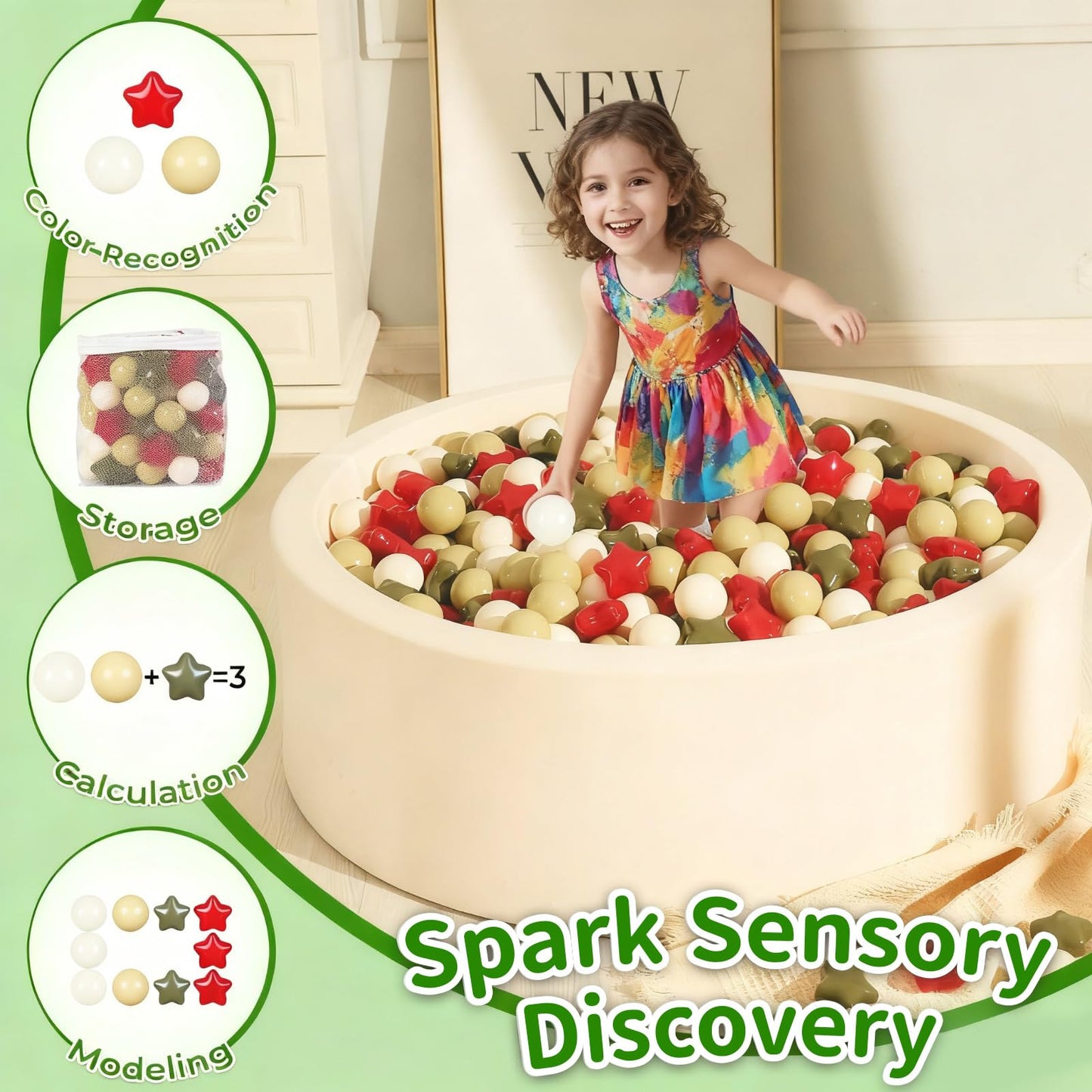 TRENDPLAY Star Ball Pit Balls – 100 Count, Non-Toxic Safe Play for Toddlers