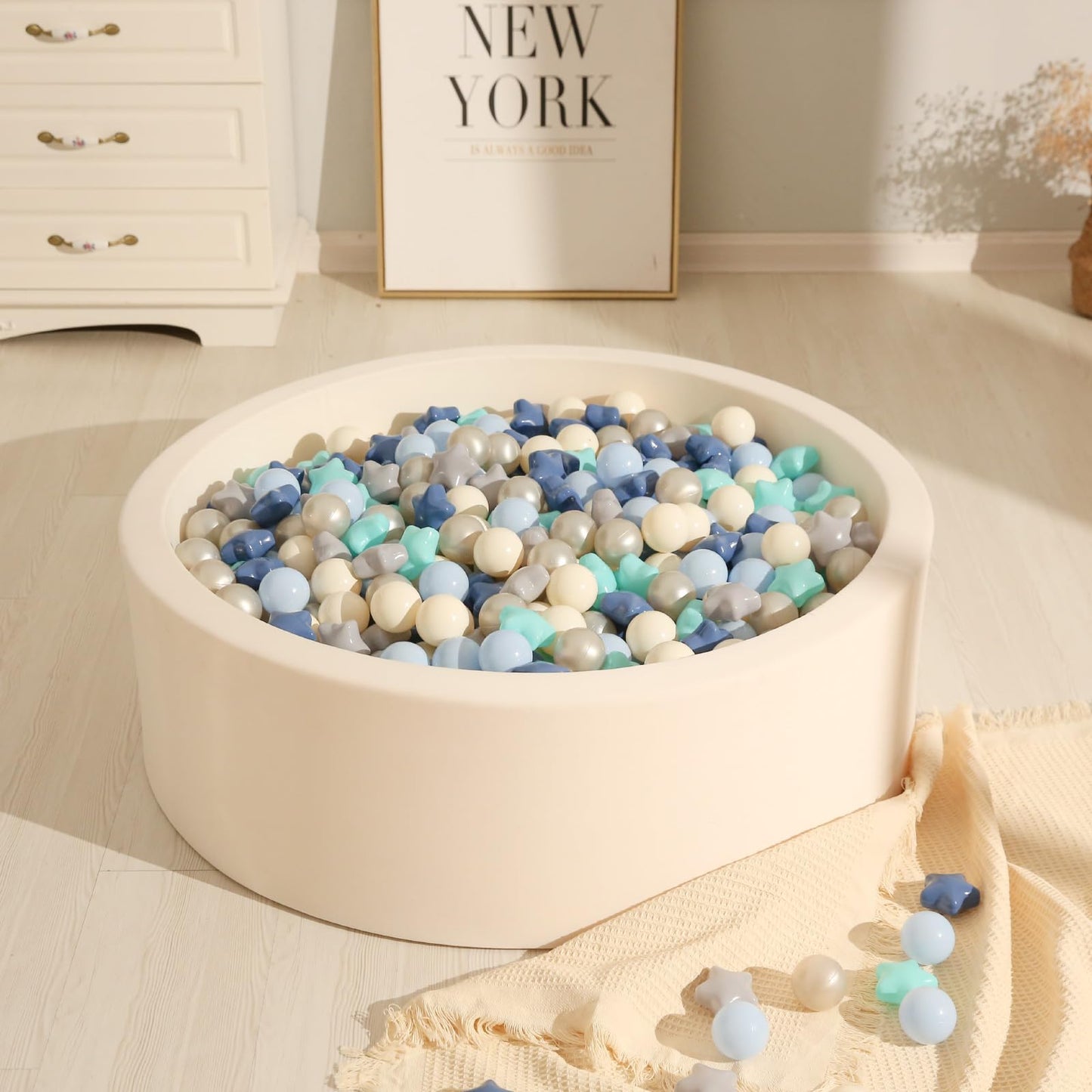 TRENDPLAY Star Ball Pit Balls - 200 Blue Balls for Toddlers | Safe, Durable Play