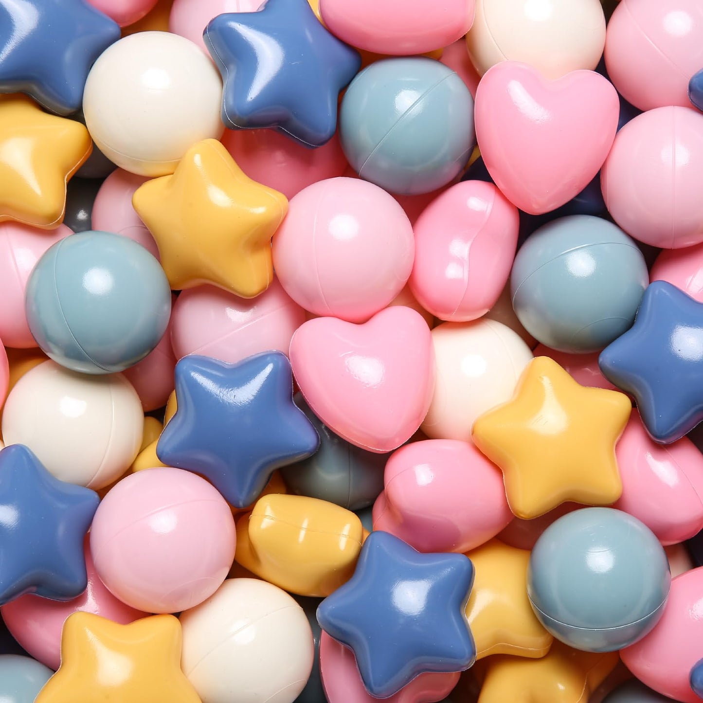 TRENDPLAY Ball Pit Balls – 200 Count with Star & Heart Shapes (Yellow, Blue, Pink)