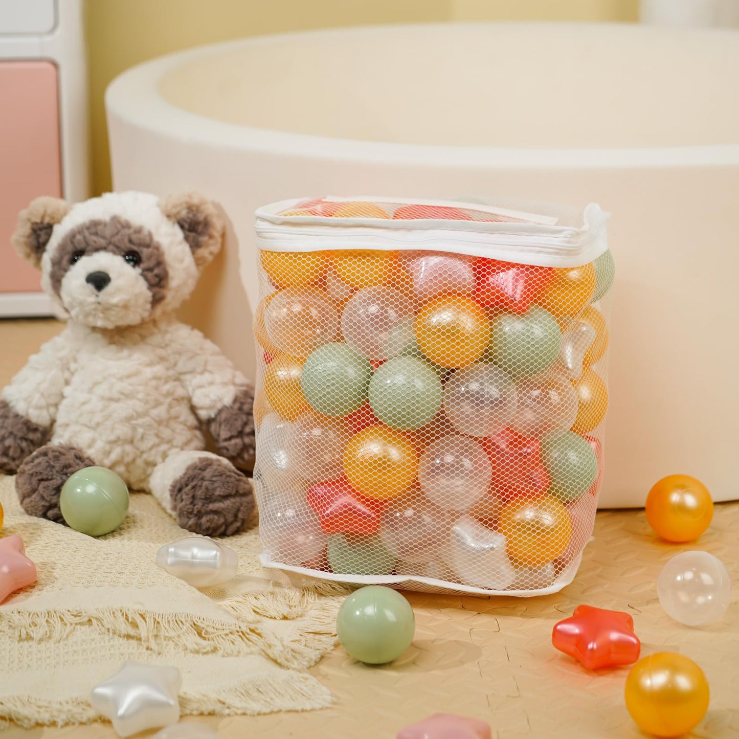 TRENDPLAY Star Ball Pit Balls - 100 Pack for Toddlers (Pearl Gold Green Red)