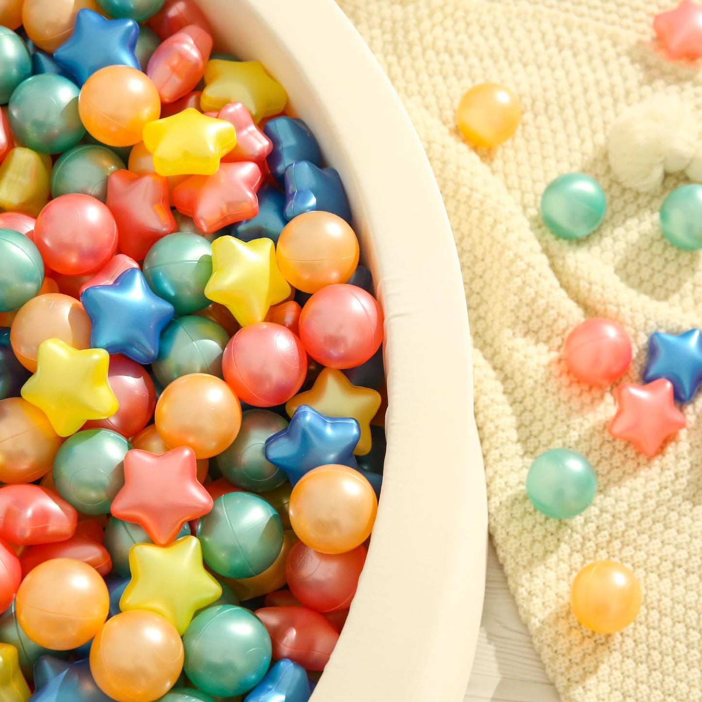 TRENDPLAY Star Ball Pit Balls for Toddlers – 200 Count, Non-Toxic, Pearl Color Mix