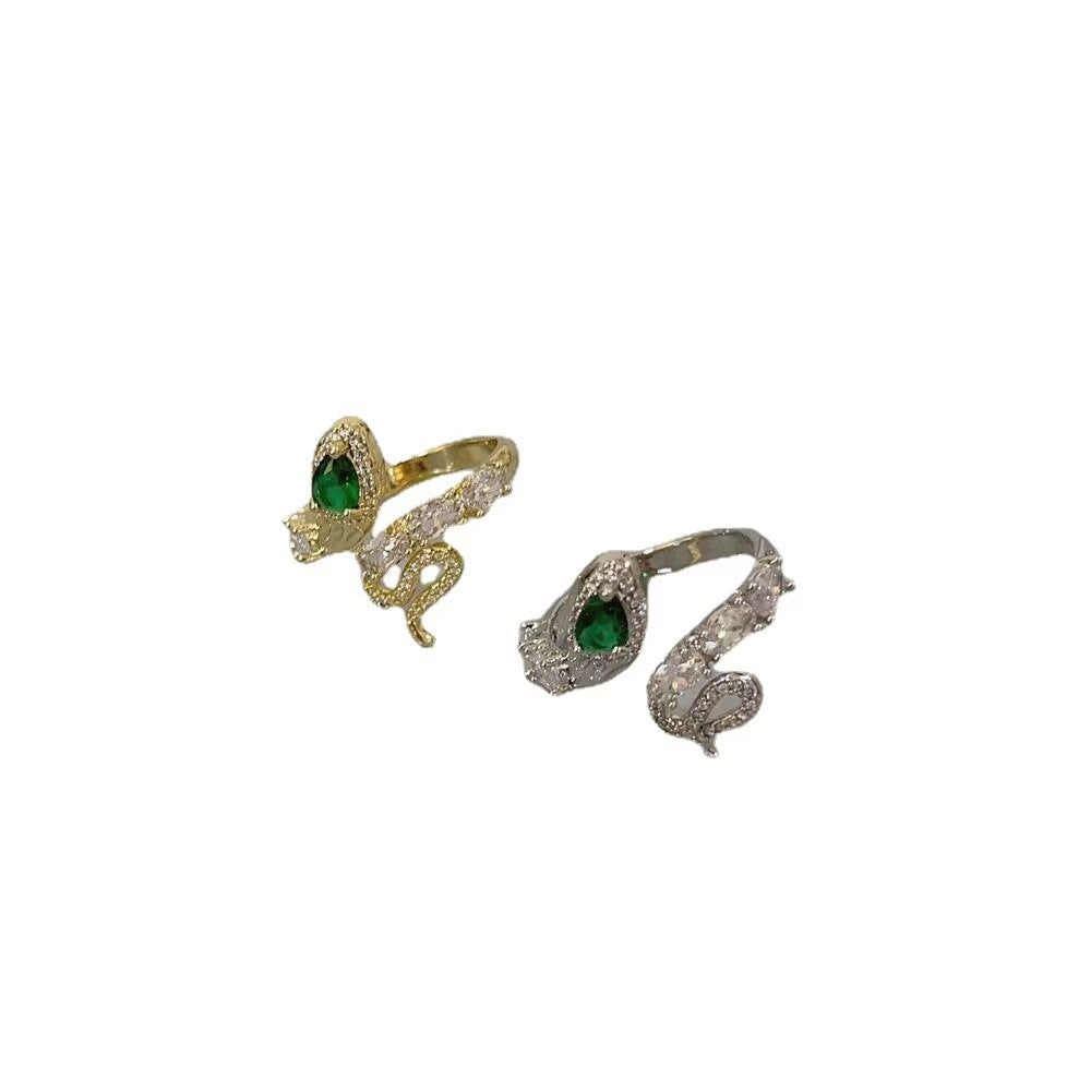 Trendy Snake Style Open-end Zircon Ring, Women's Fashion Ring