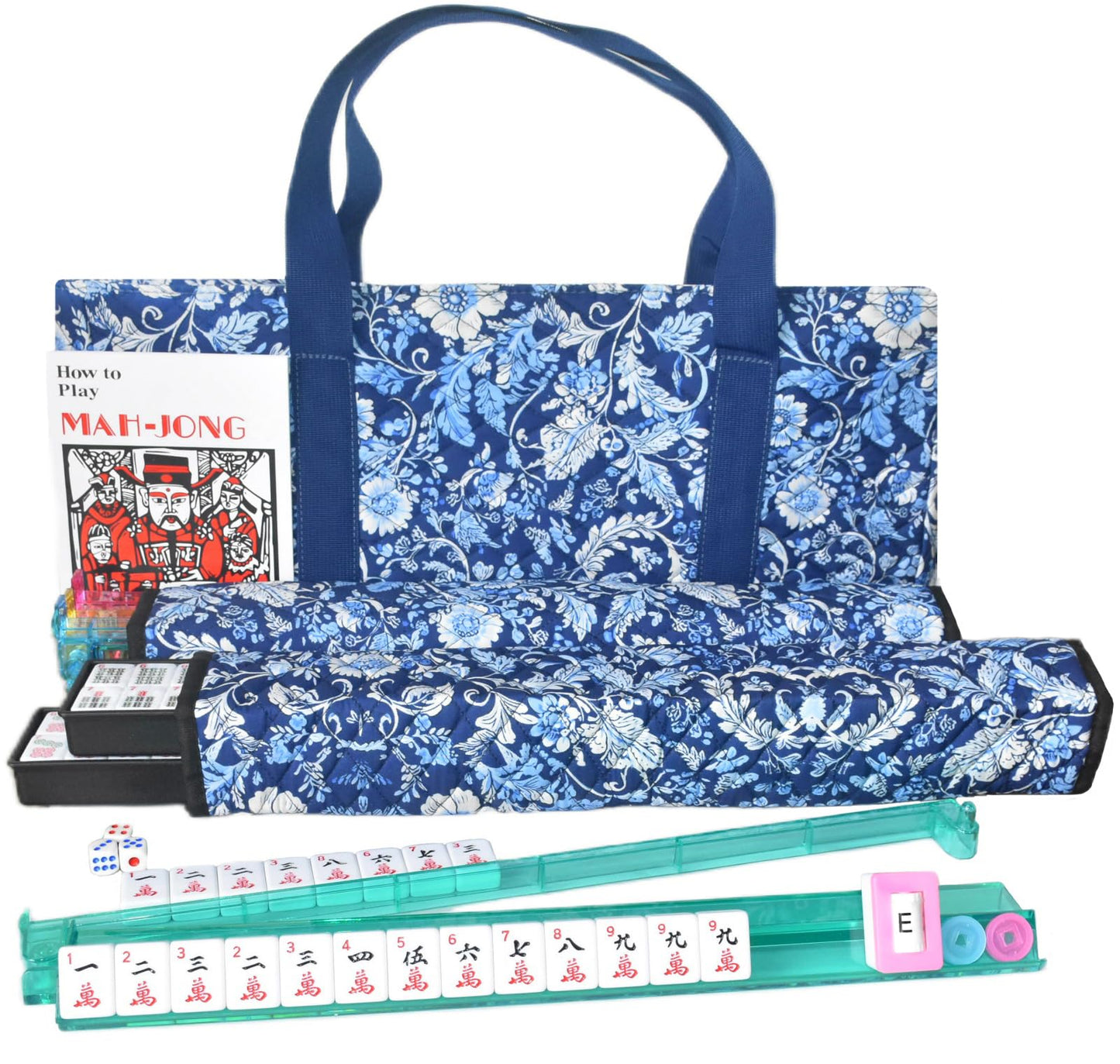 TrendyMate American Mahjong Set for Adults - 166 Premium Tiles, 4 Pushers & Soft Blue Bag