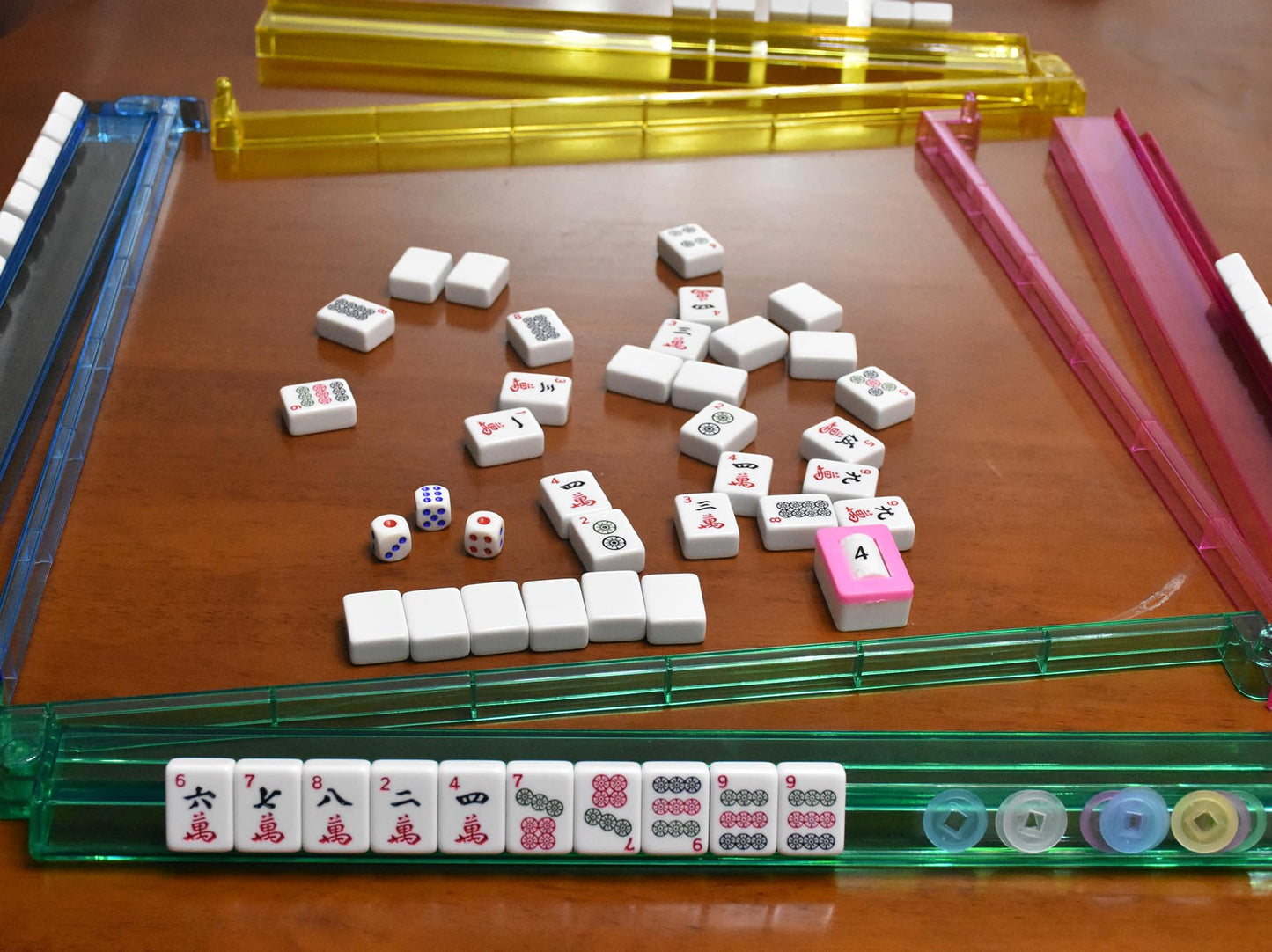 TrendyMate American Mahjong Set for Adults - 166 Premium Tiles, 4 Pushers & Soft Blue Bag