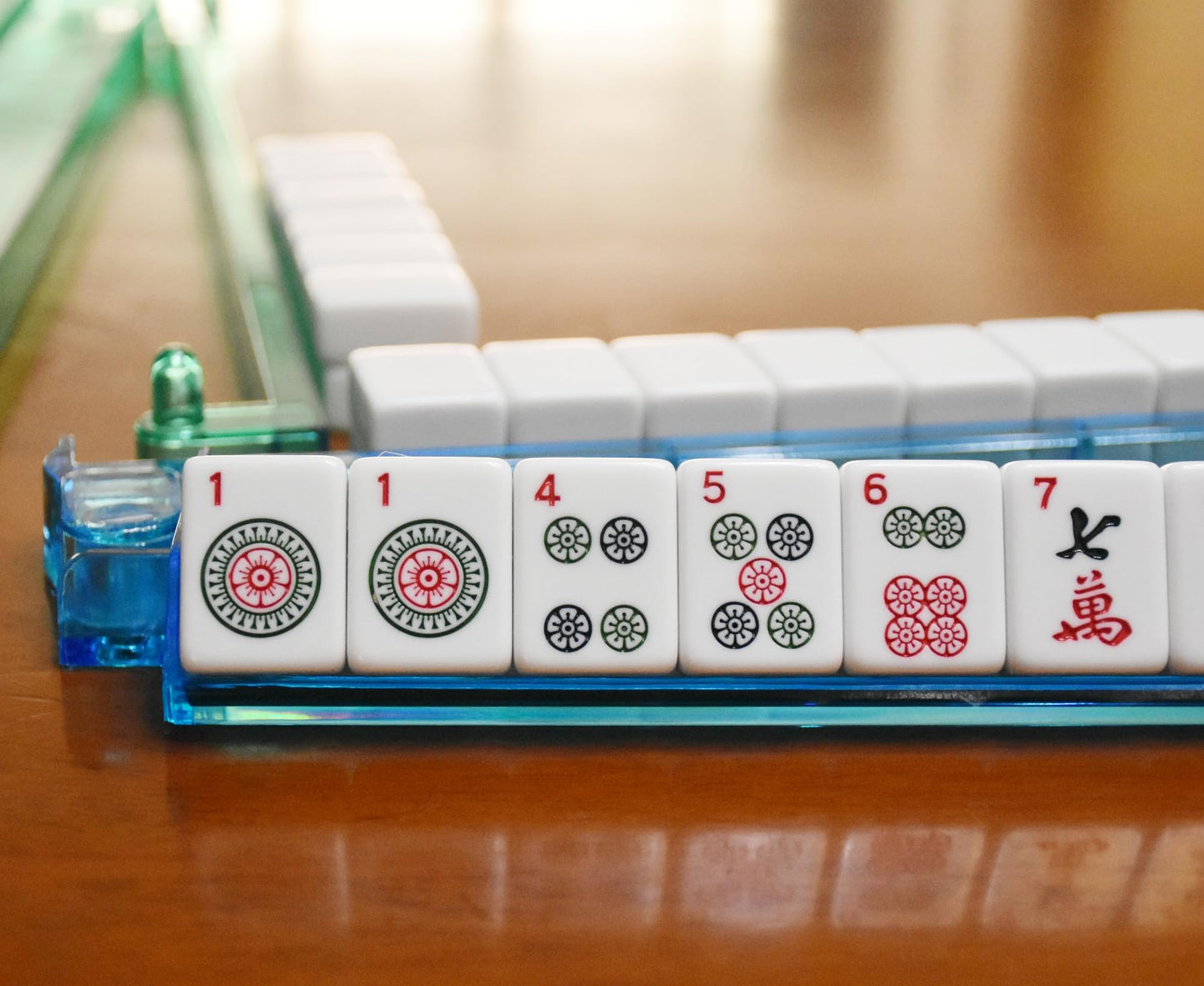 TrendyMate American Mahjong Set for Adults - 166 Premium Tiles, 4 Pushers & Soft Blue Bag