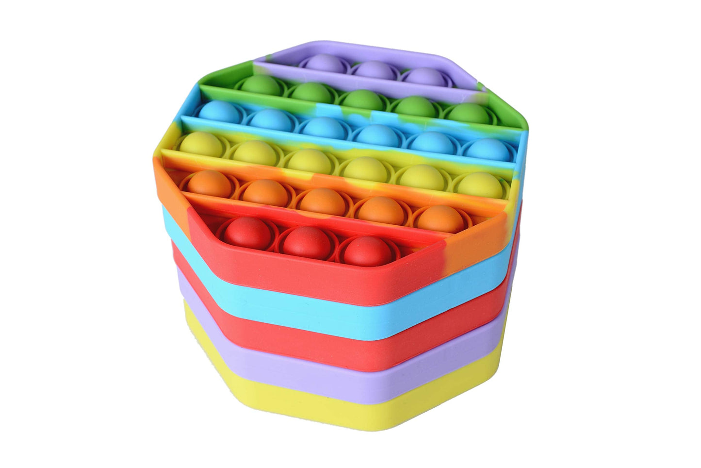 Treycer 5-Pack Silicone Bubble Fidget Toy – Rainbow Pop It for Stress Relief, Focus & Office Use