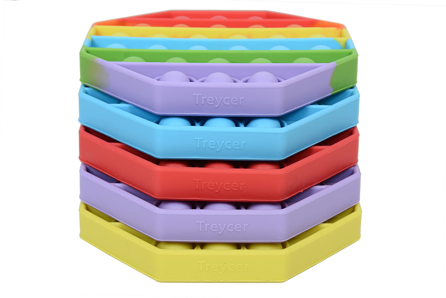 Treycer 5-Pack Silicone Bubble Fidget Toy – Rainbow Pop It for Stress Relief, Focus & Office Use