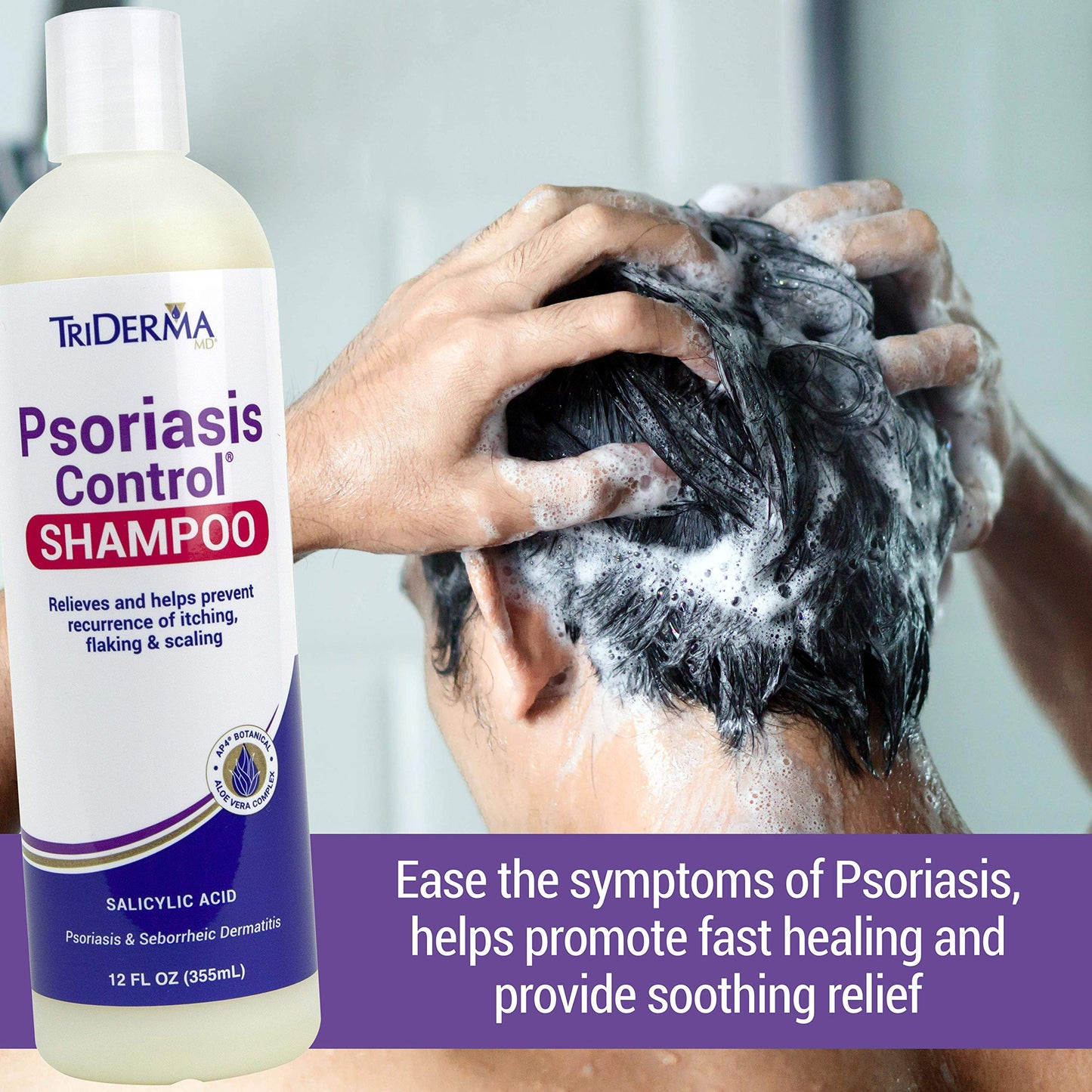 TriDerma Psoriasis Control Scalp Exfoliator Shampoo – 3% Salicylic Acid & Rosemary | No Coal Tar