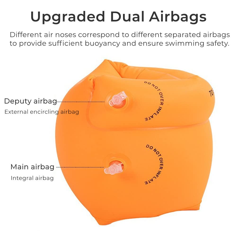 TRIIFON Arm Floaties for Kids & Adults (2 Pack) – Inflatable Pool Arm Bands, Soft PVC Floats (Orange)