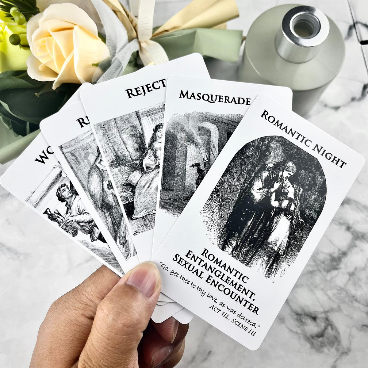Trikendou Romeo & Juliet Love Oracle Cards Deck – 50-Card Tarot-Inspired Love Guidance