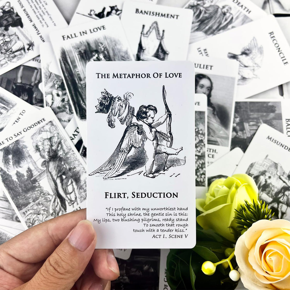 Trikendou Romeo & Juliet Love Oracle Cards Deck – 50-Card Tarot-Inspired Love Guidance