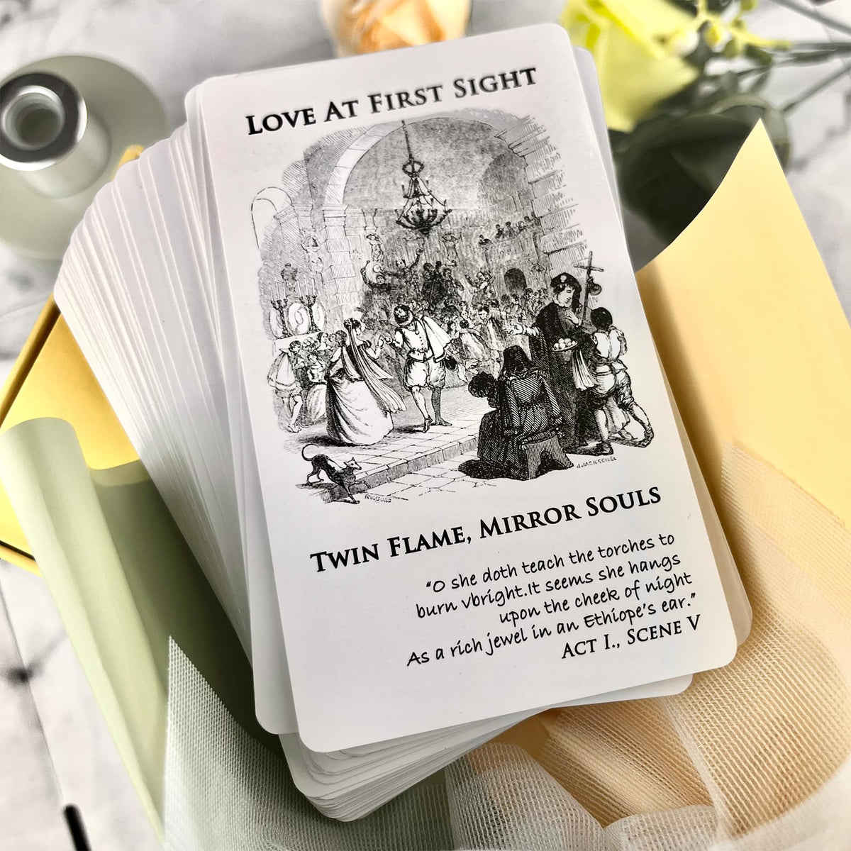 Trikendou Romeo & Juliet Love Oracle Cards Deck – 50-Card Tarot-Inspired Love Guidance