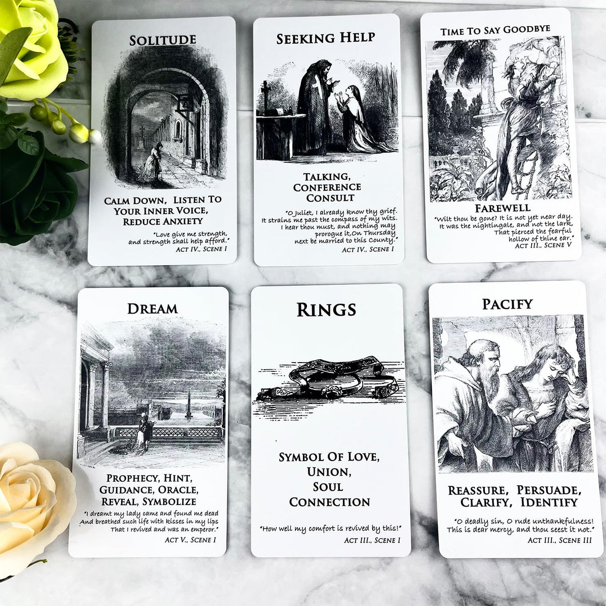 Trikendou Romeo & Juliet Love Oracle Cards Deck – 50-Card Tarot-Inspired Love Guidance