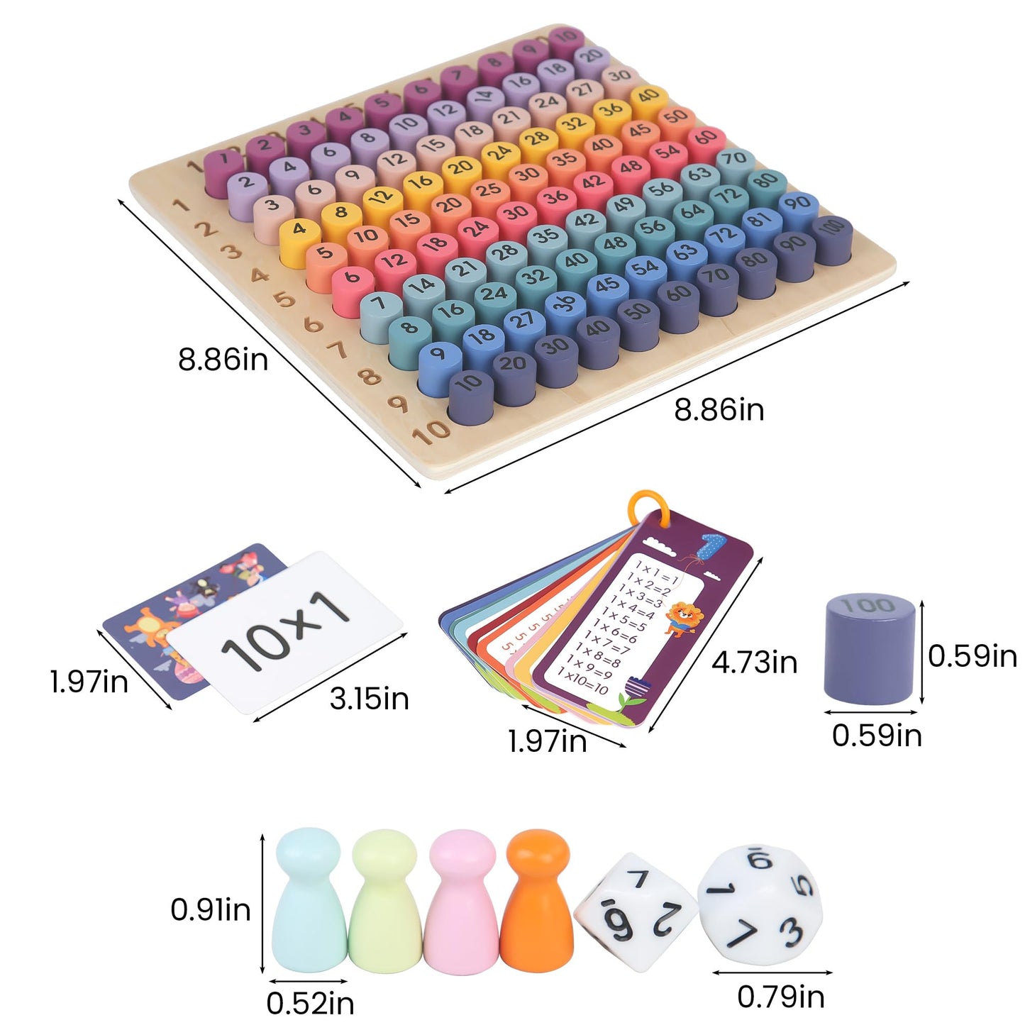 TRIOSEA Wooden Montessori Multiplication Board Game – Educational Math Toy for Kids 3-10