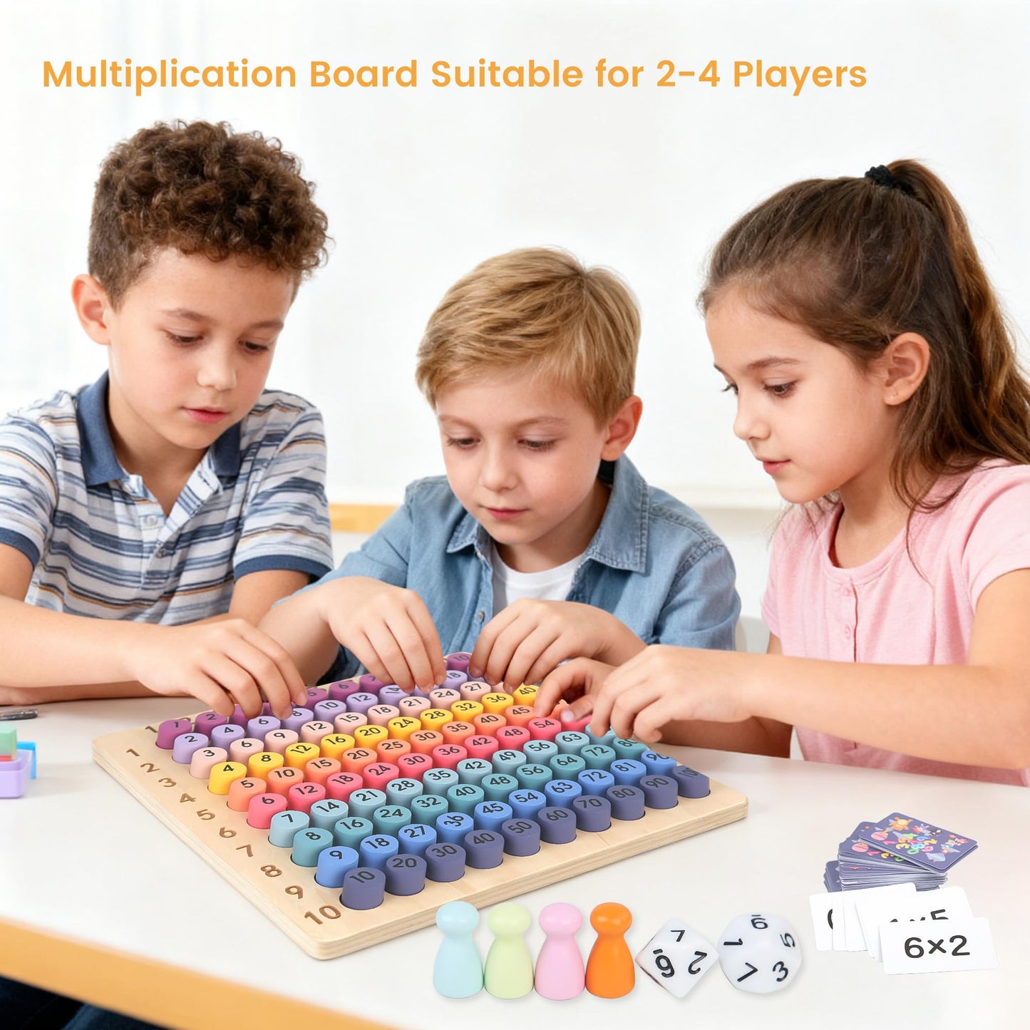 TRIOSEA Wooden Montessori Multiplication Board Game – Educational Math Toy for Kids 3-10