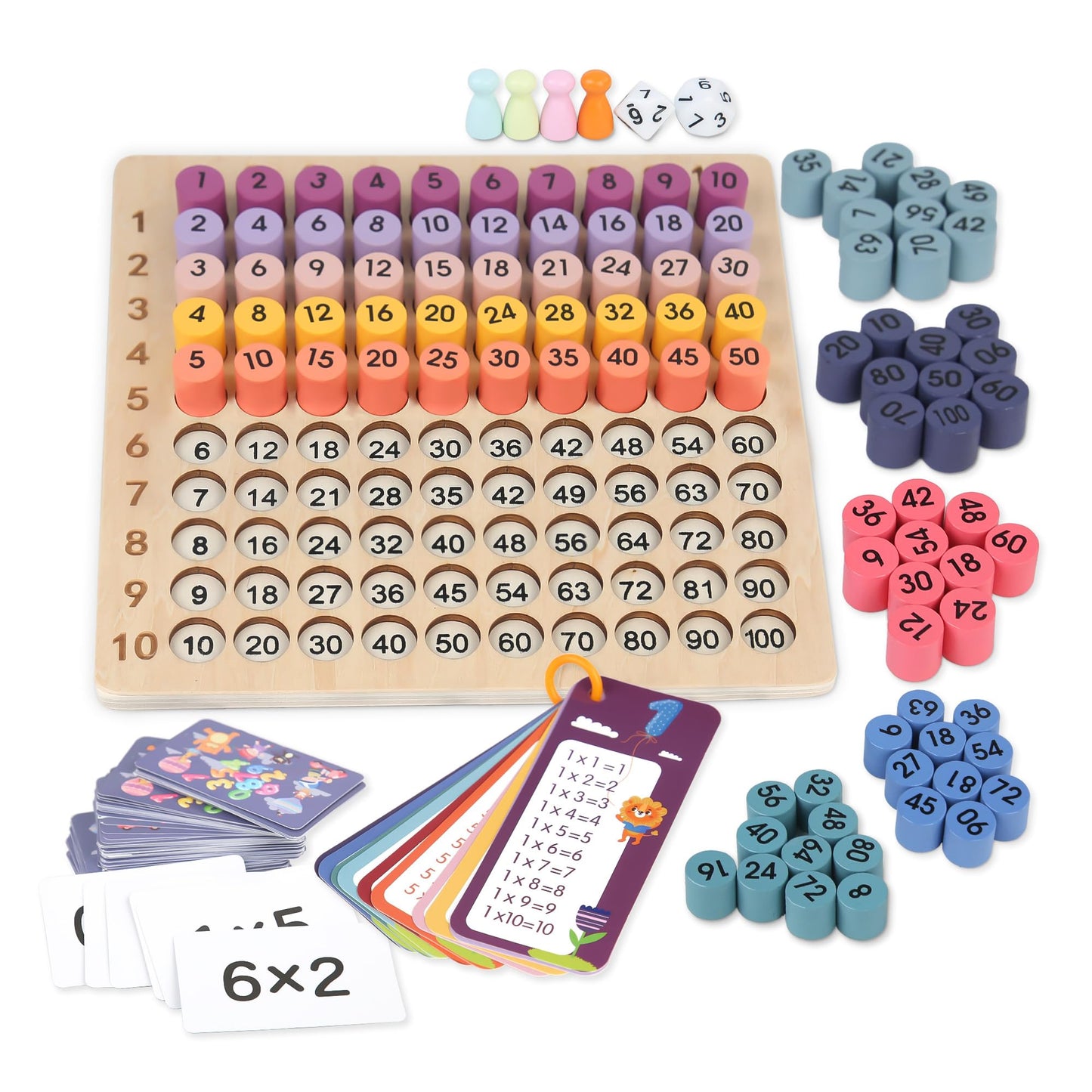 TRIOSEA Wooden Montessori Multiplication Board Game – Educational Math Toy for Kids 3-10