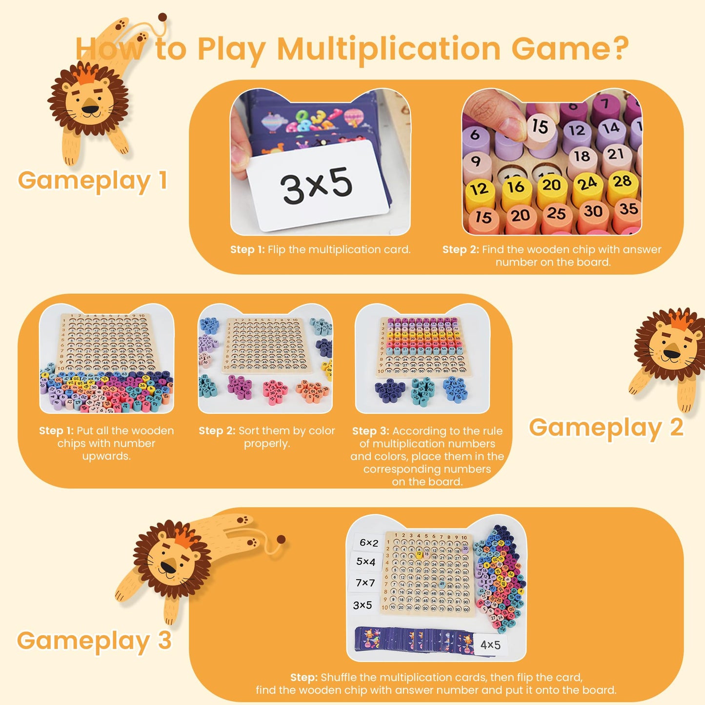 TRIOSEA Wooden Montessori Multiplication Board Game – Educational Math Toy for Kids 3-10