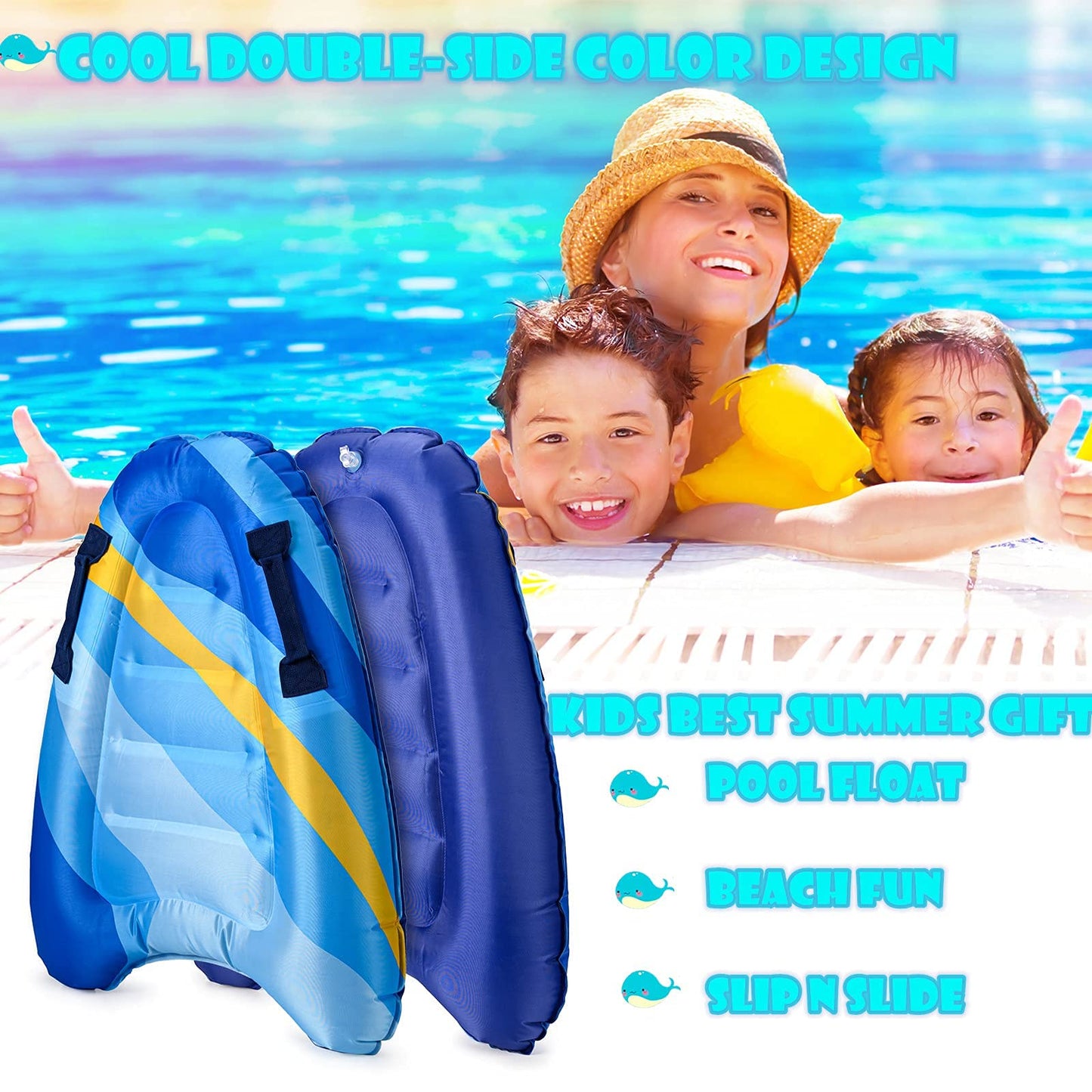 Trivamo Inflatable Boogy Board 30-Inch – Beach Slip Slide with Handles