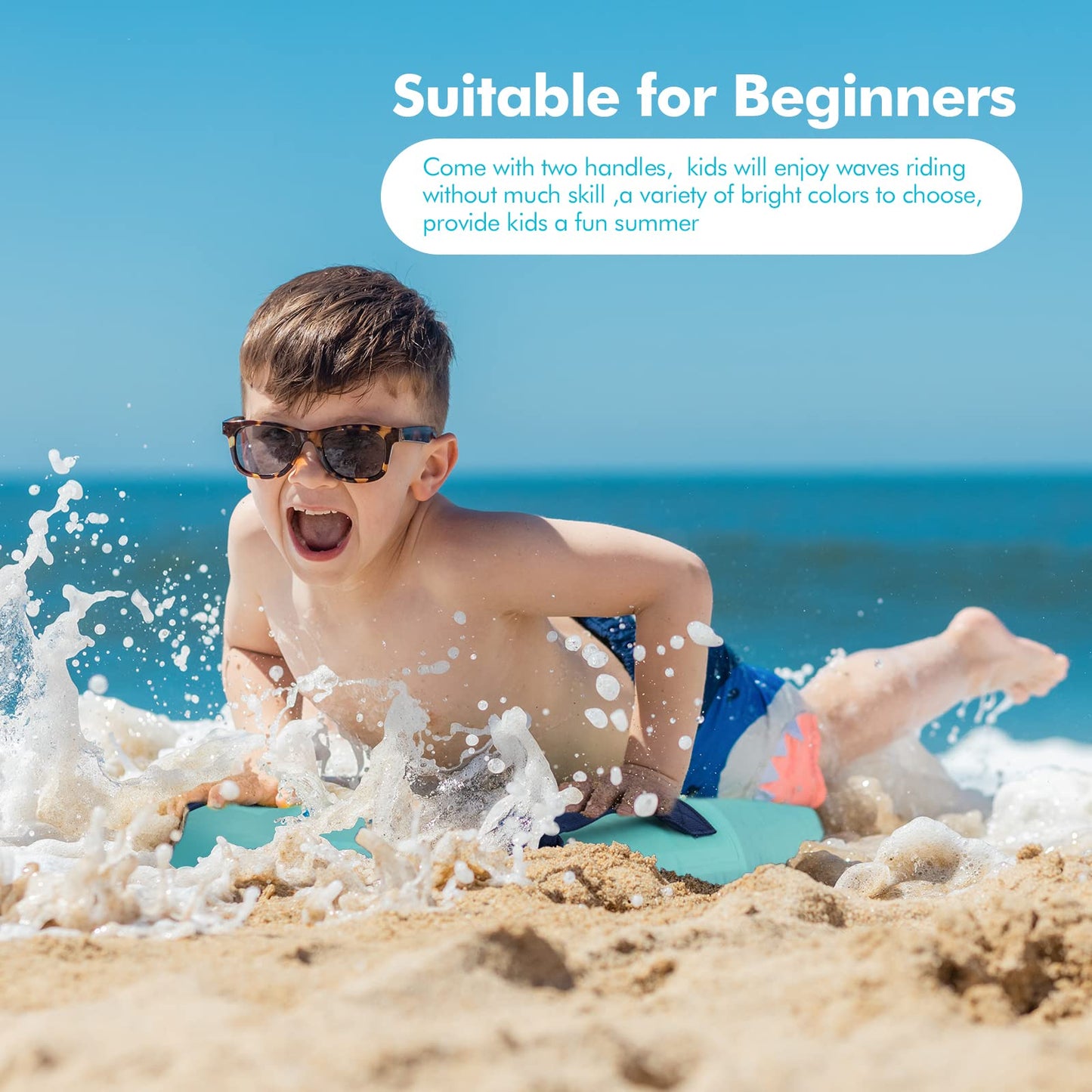 Trivamo Inflatable Surf Body Board with Handles — Learn to Swim & Beach Fun