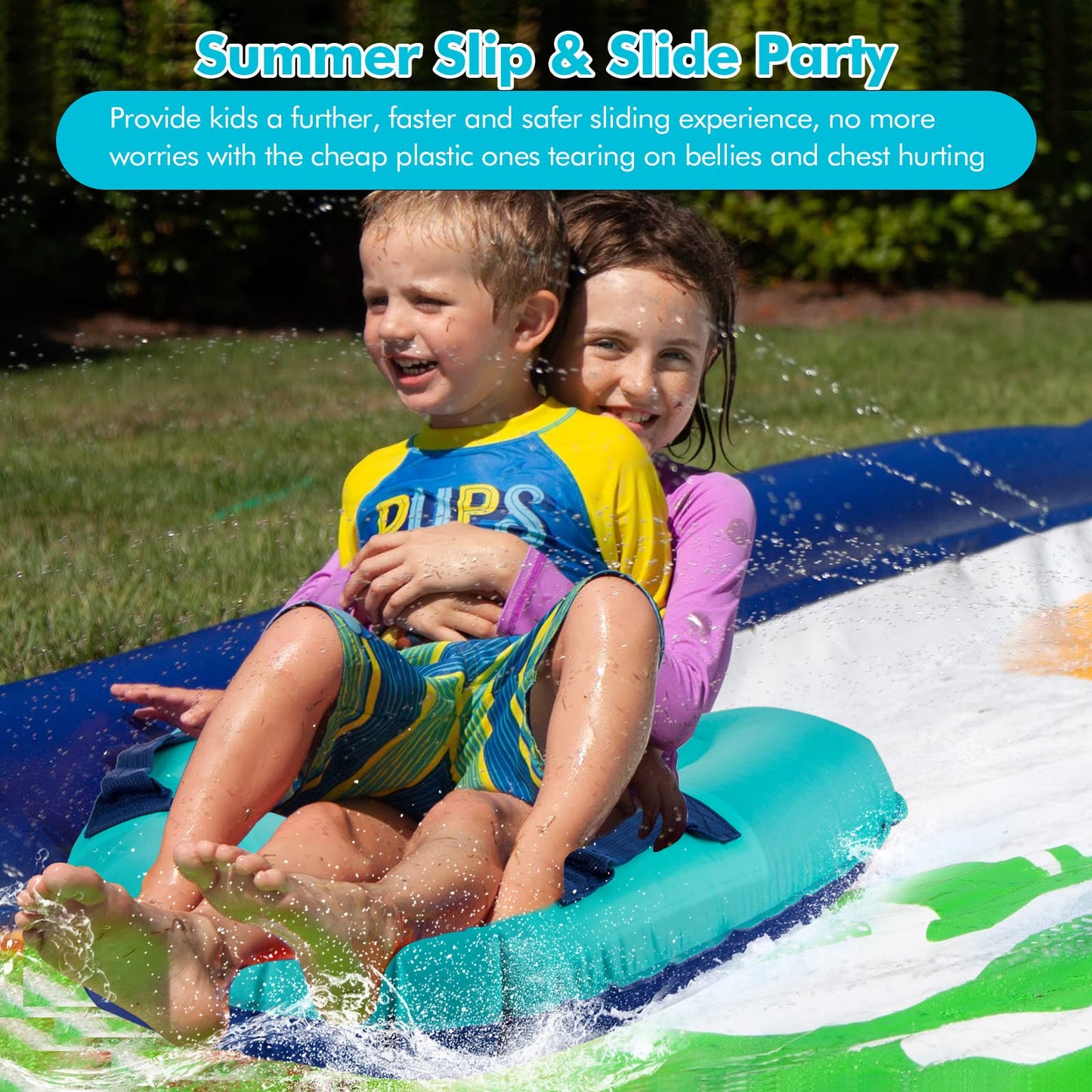 Trivamo Inflatable Surf Body Board with Handles — Learn to Swim & Beach Fun