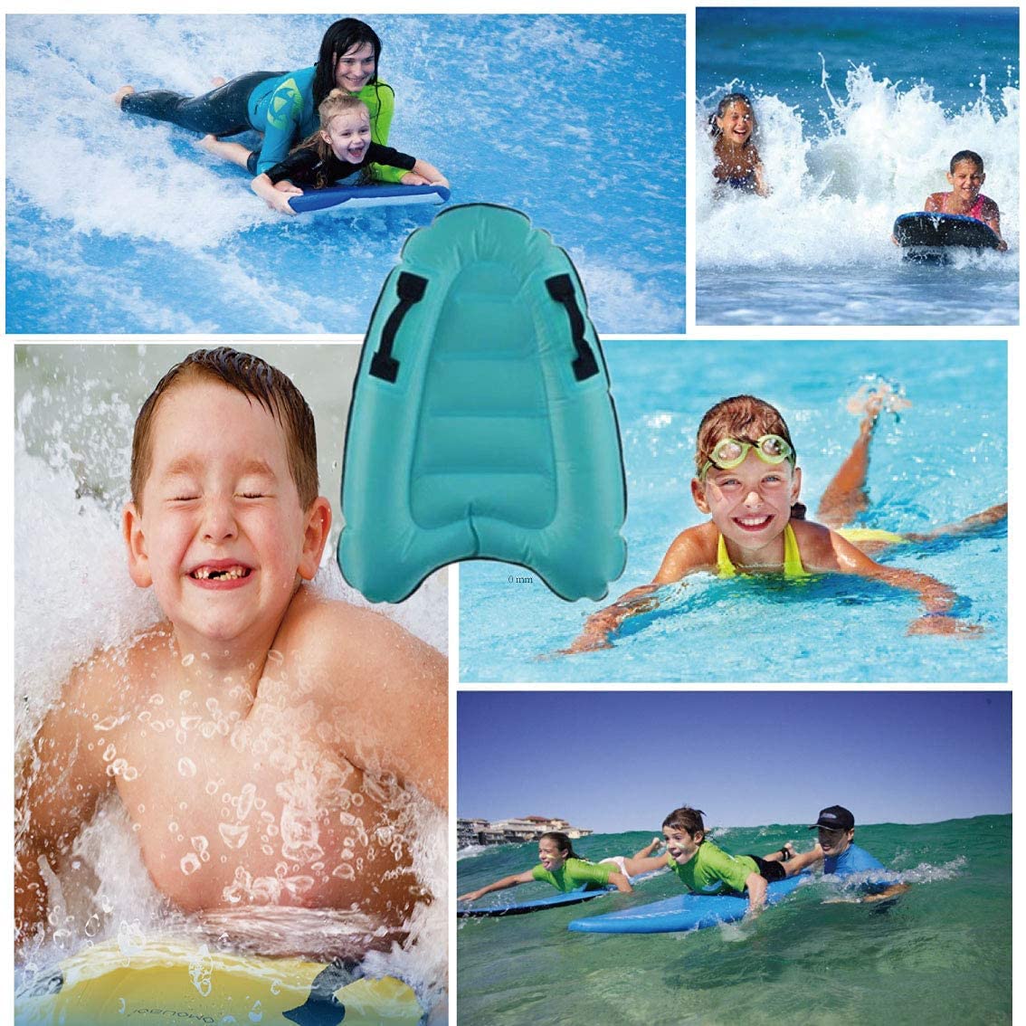 Trivamo Inflatable Surf Body Board with Handles — Learn to Swim & Beach Fun