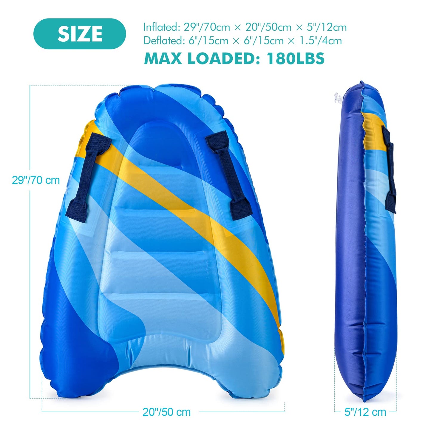 Trivamo Inflatable Boogy Board 30-Inch – Beach Slip Slide with Handles