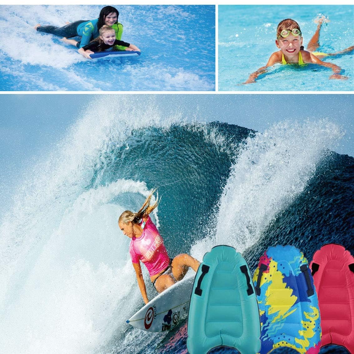Trivamo Inflatable Surf Body Board with Handles – Lightweight, Dual-Sided Design, Learn-to-Swim Aid & Beach Fun