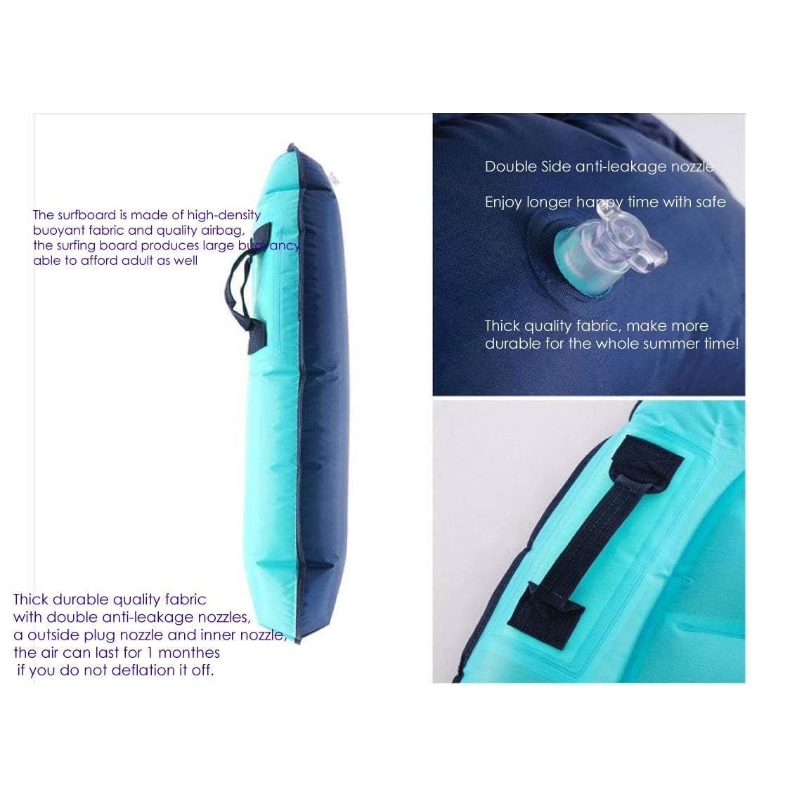 Trivamo Inflatable Surf Body Board with Handles – Lightweight, Dual-Sided Design, Learn-to-Swim Aid & Beach Fun