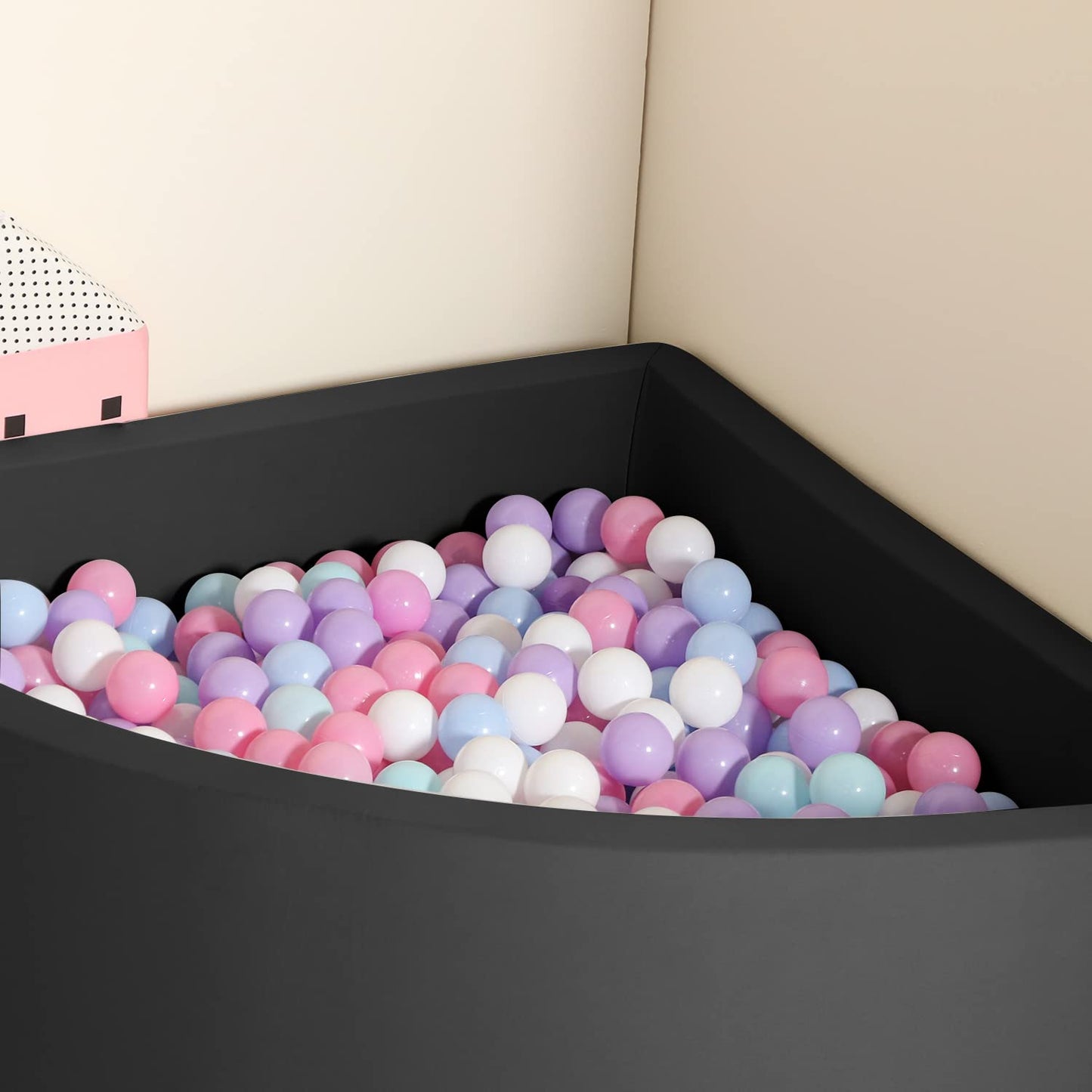 TRENDBOX Ball Pit Memory Foam – 90x90 cm Safe Play Space for Toddlers (Black)