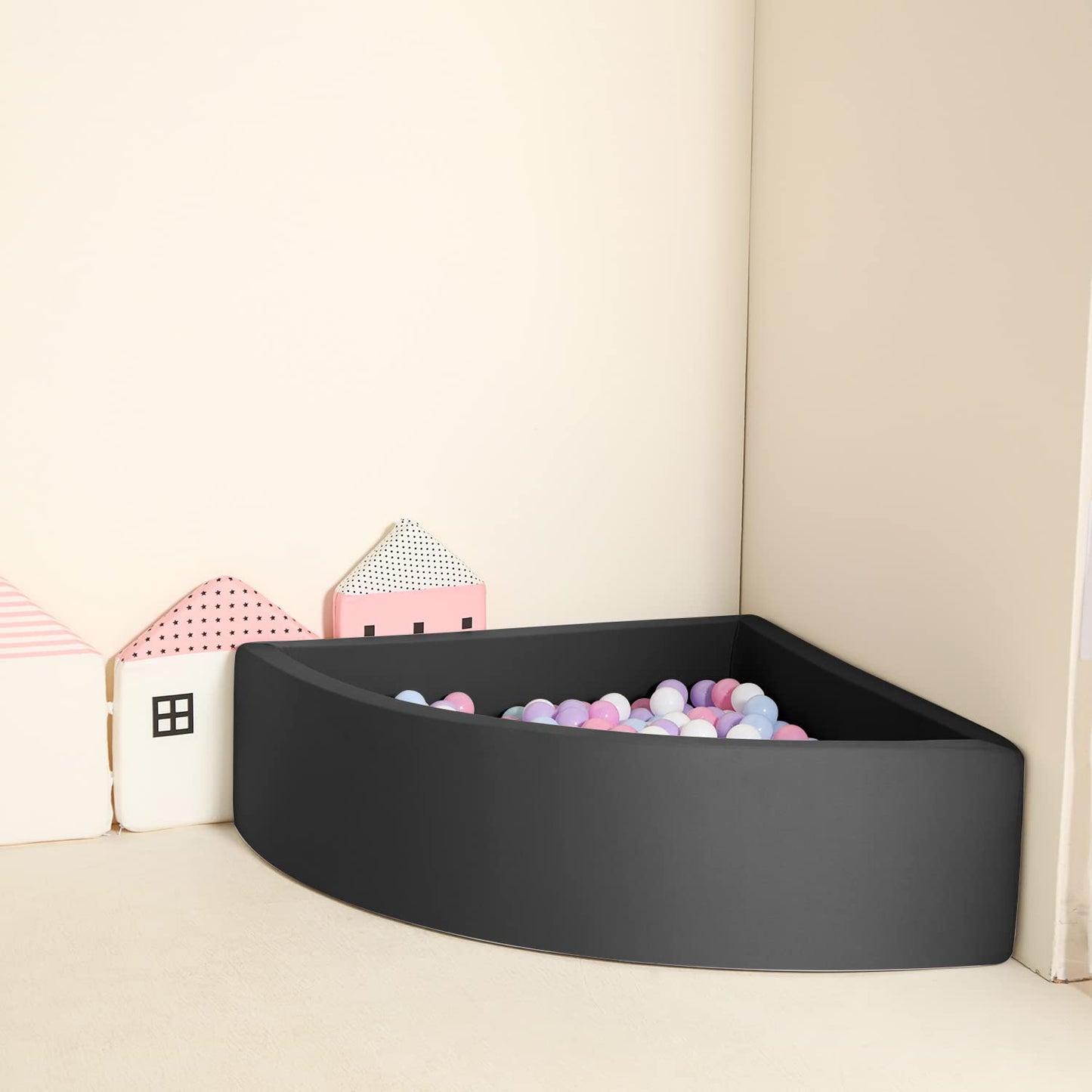 TRENDBOX Ball Pit Memory Foam – 90x90 cm Safe Play Space for Toddlers (Black)