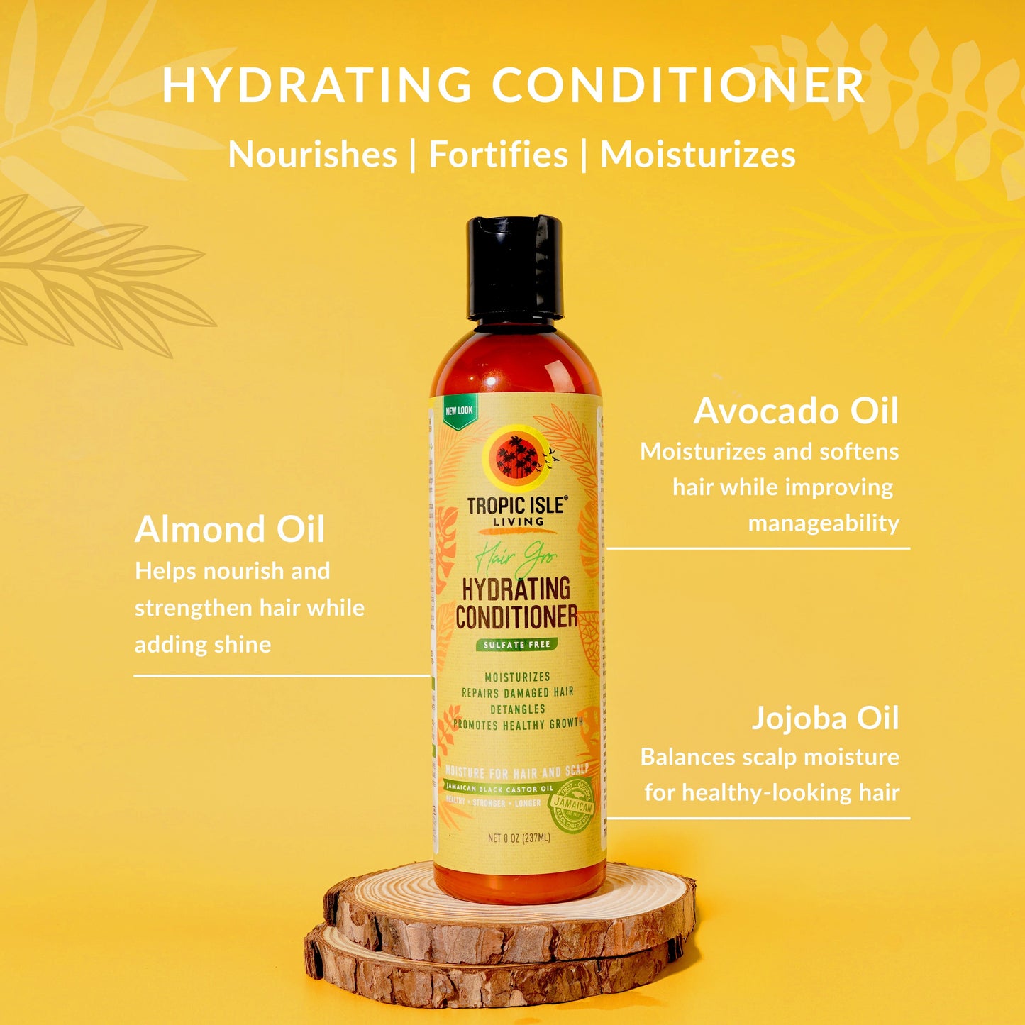 Tropic Isle Living Hair Gro Hydrating Conditioner Moisture and Detangling 237 ml/8.0 oz