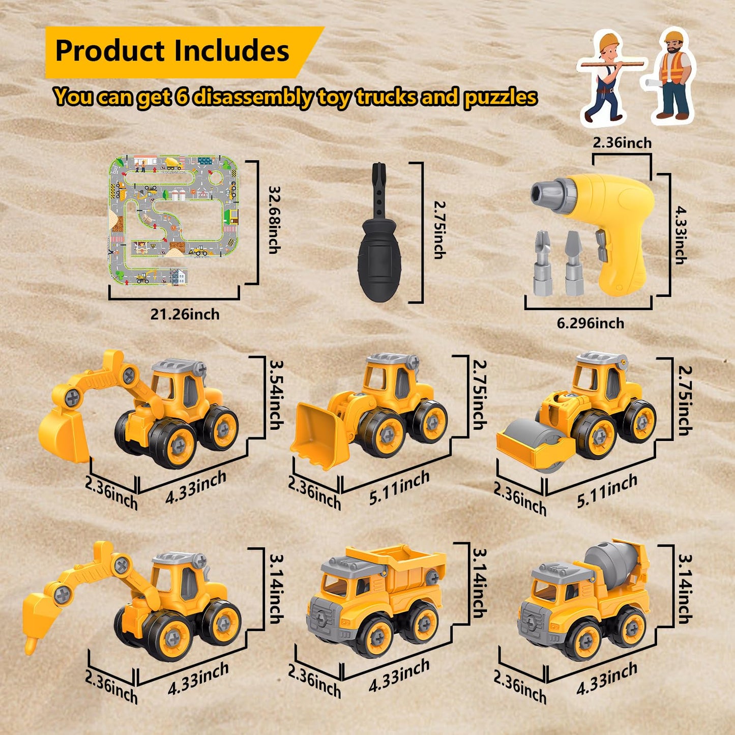 Trovogil Take Apart Construction Truck – STEM Building Toys for Kids 3-8