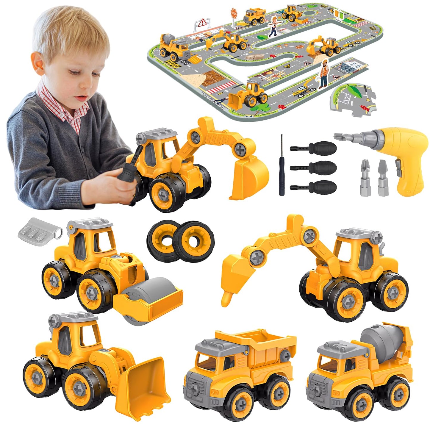 Trovogil Take Apart Construction Truck – STEM Building Toys for Kids 3-8