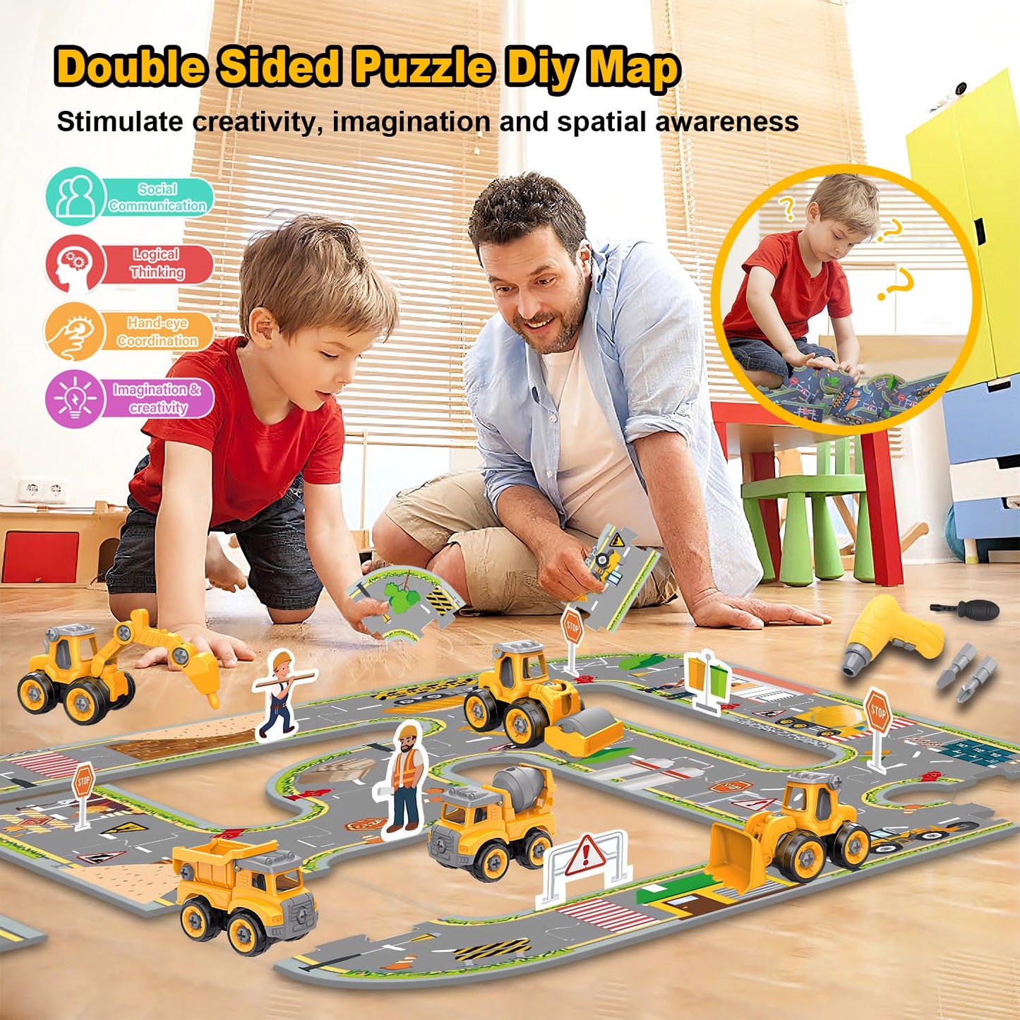 Trovogil Take Apart Construction Truck – STEM Building Toys for Kids 3-8