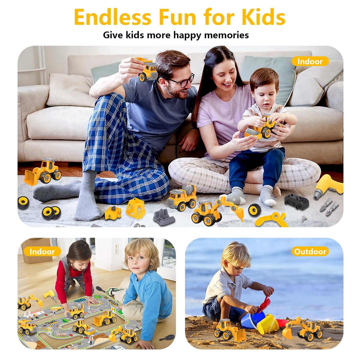 Trovogil Take Apart Construction Truck – STEM Building Toys for Kids 3-8