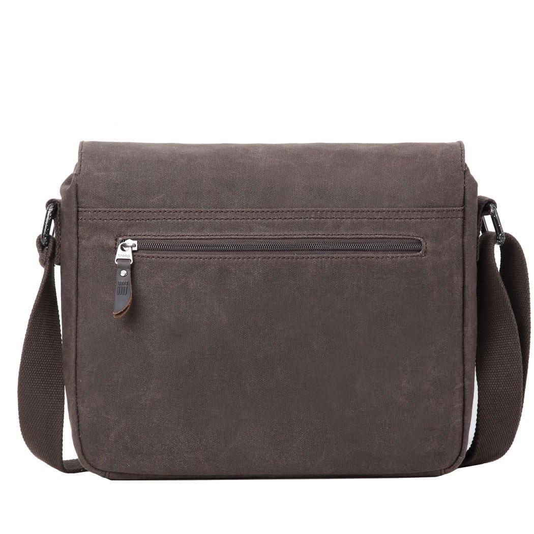 TRP0443 Troop London Heritage Canvas Leather Messenger Bag, Travel Bag, Tablet Friendly