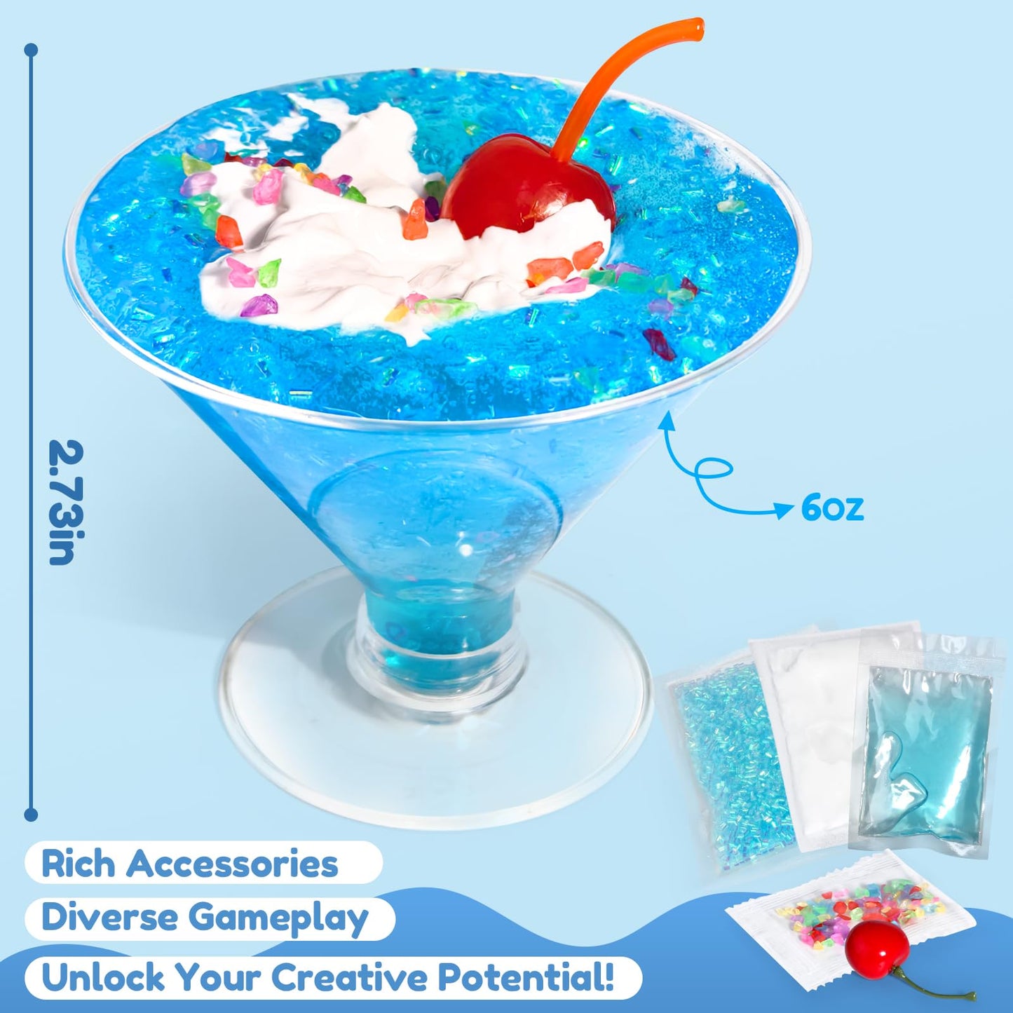 Trubic Premade Blue Slime (6 oz) with Add-ins – Crunchy Bingsu Slime