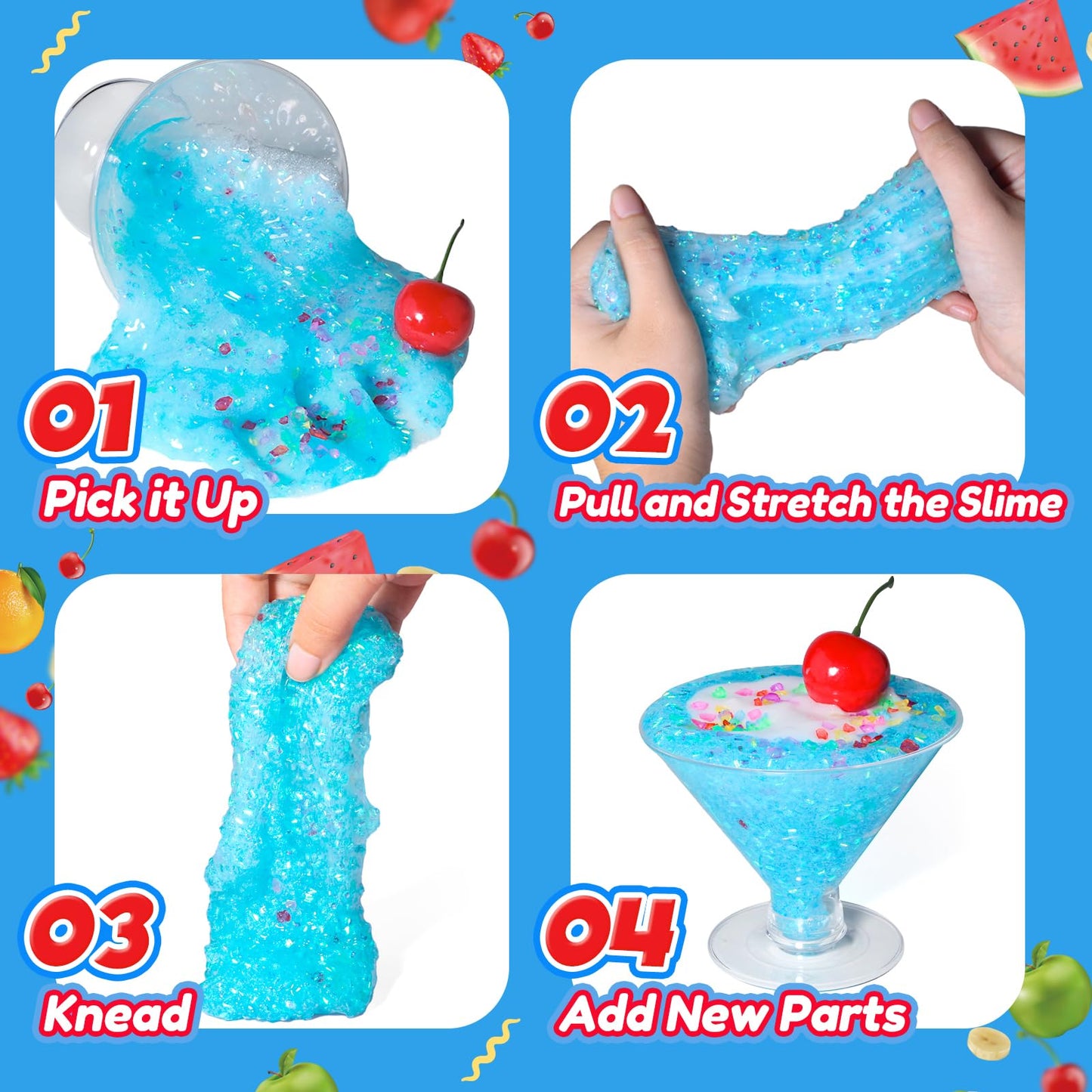 Trubic Premade Blue Slime (6 oz) with Add-ins – Crunchy Bingsu Slime