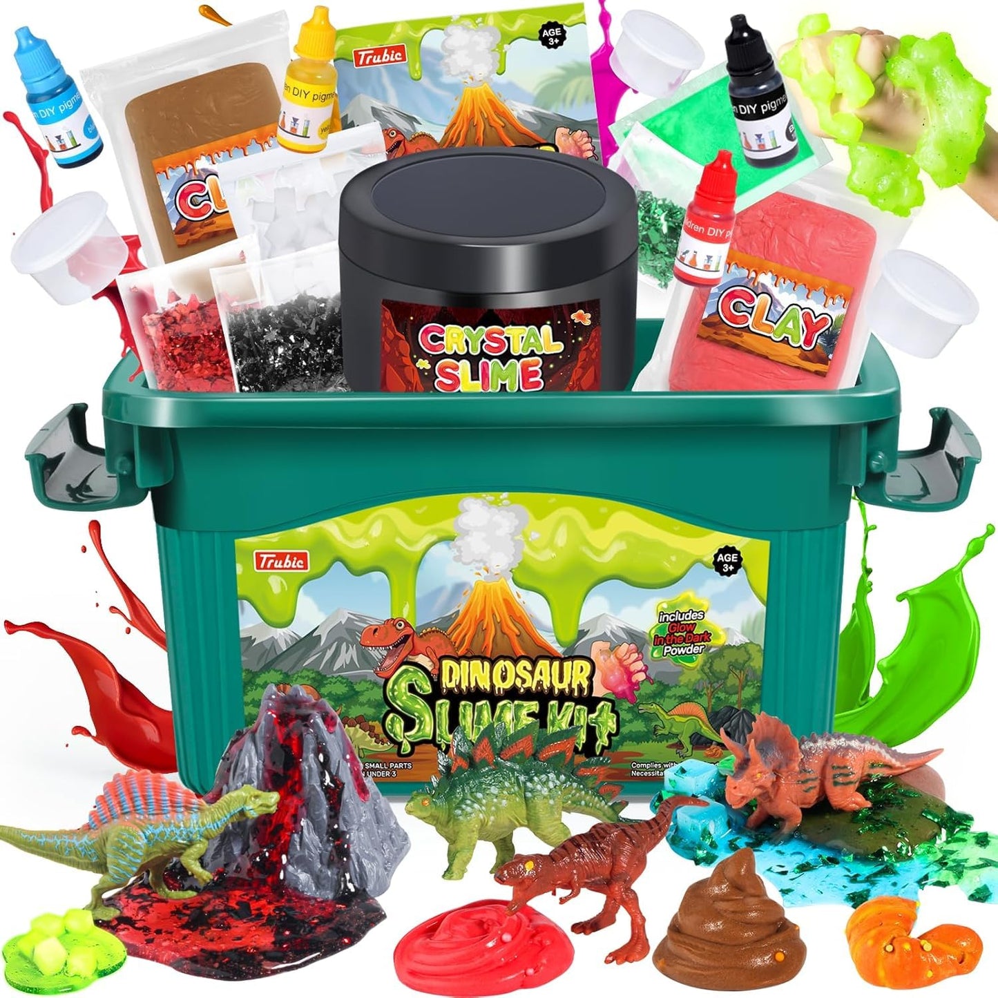 Trubic Dinosaur Slime Kit: Glow, Butter, Jelly Cubes & Add-Ins for STEM Fun