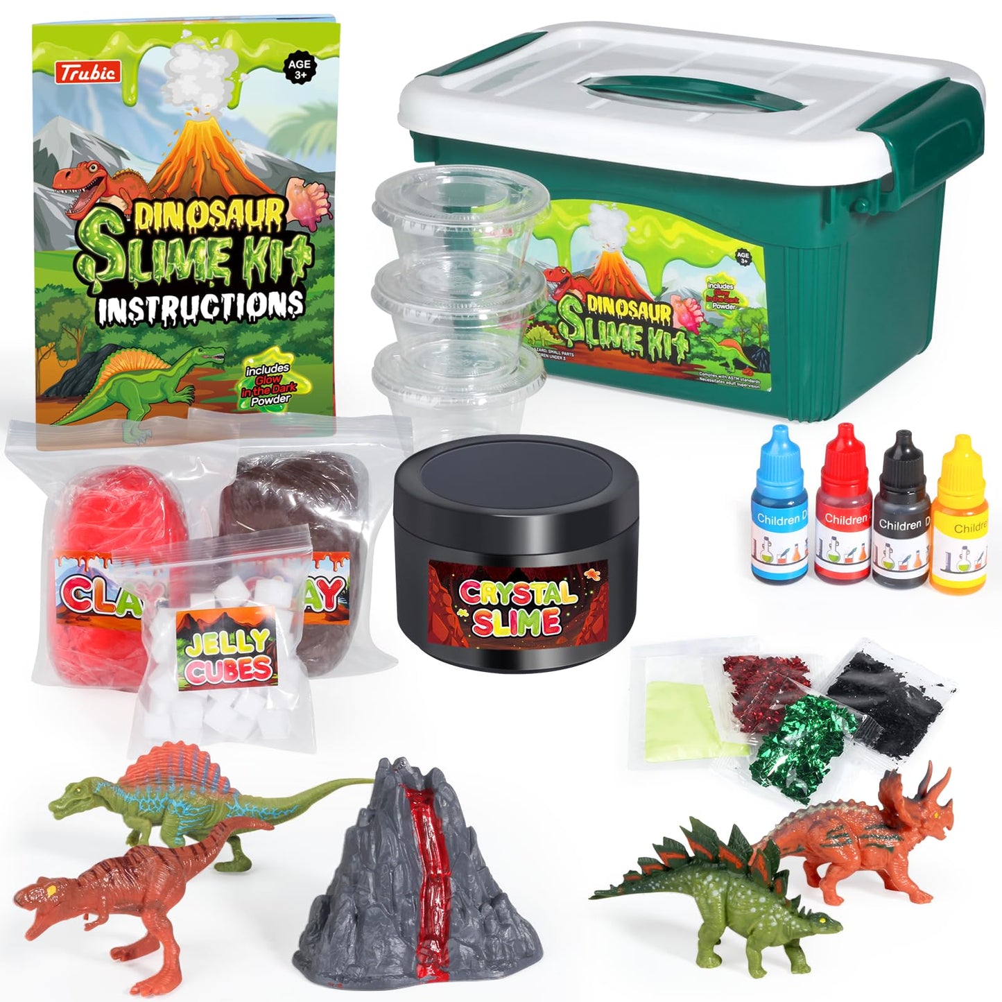 Trubic Dinosaur Slime Kit: Glow, Butter, Jelly Cubes & Add-Ins for STEM Fun