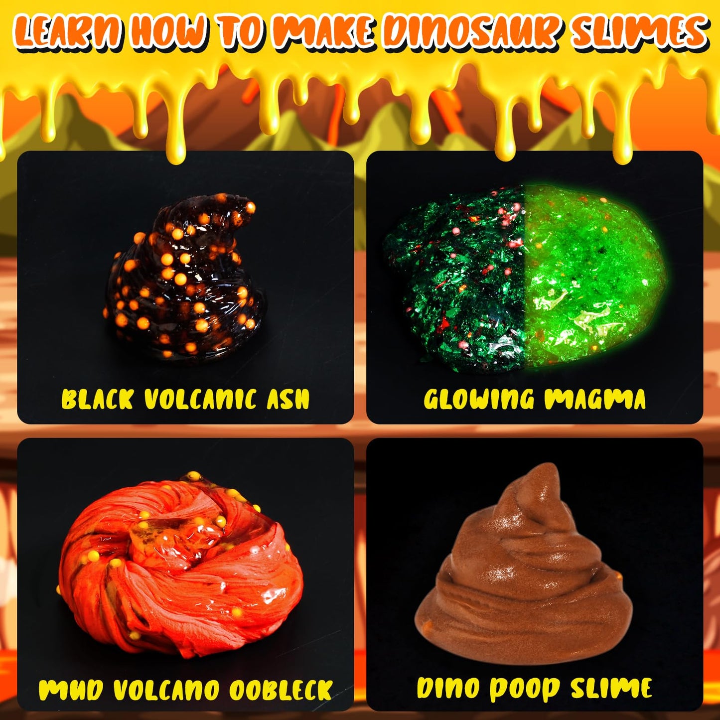 Trubic Dinosaur Slime Kit: Glow, Butter, Jelly Cubes & Add-Ins for STEM Fun
