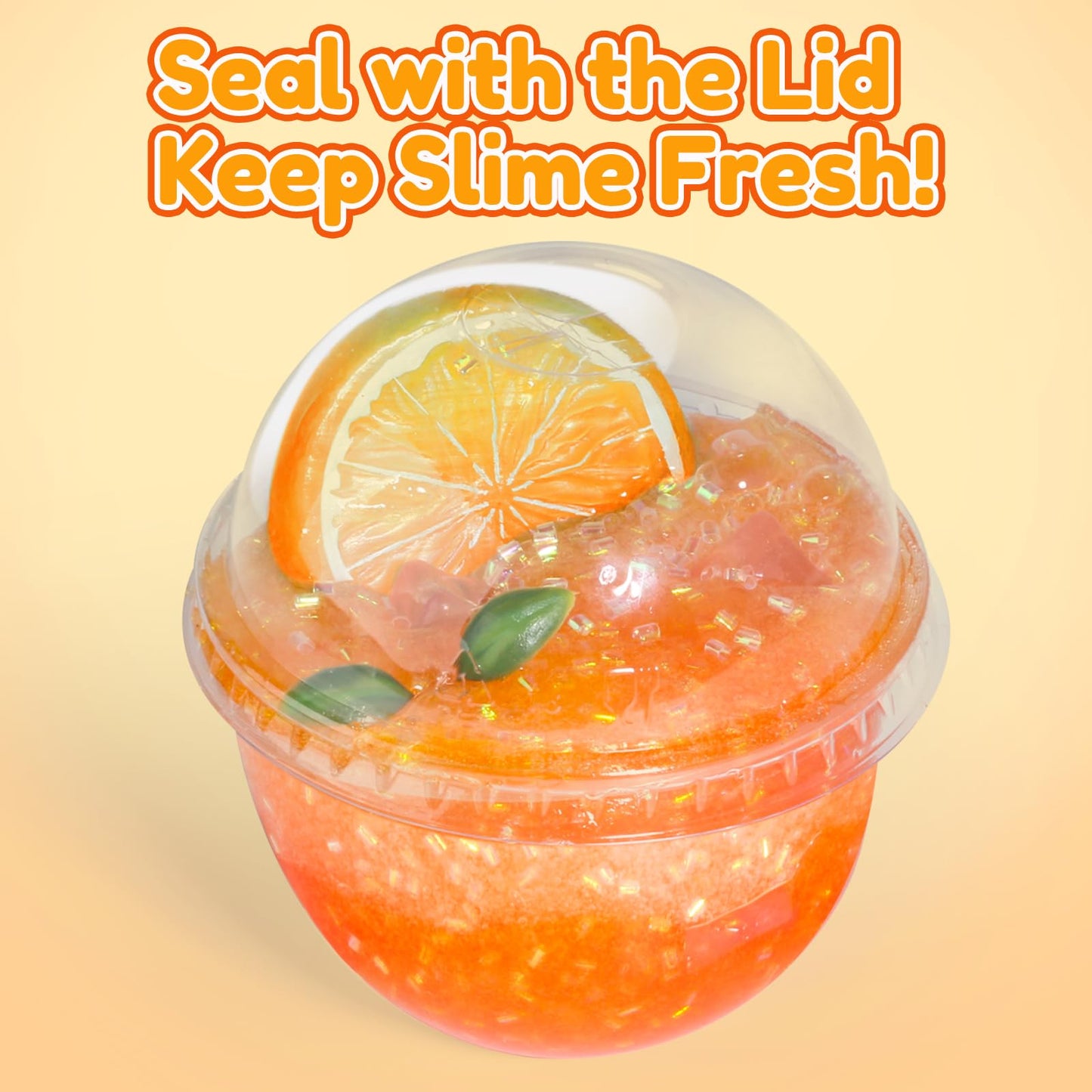 Trubic DIY Orange Crunchy Slime Kit (7 oz) – Non-Sticky, Crunchy Bingsu Slime with Add-Ins