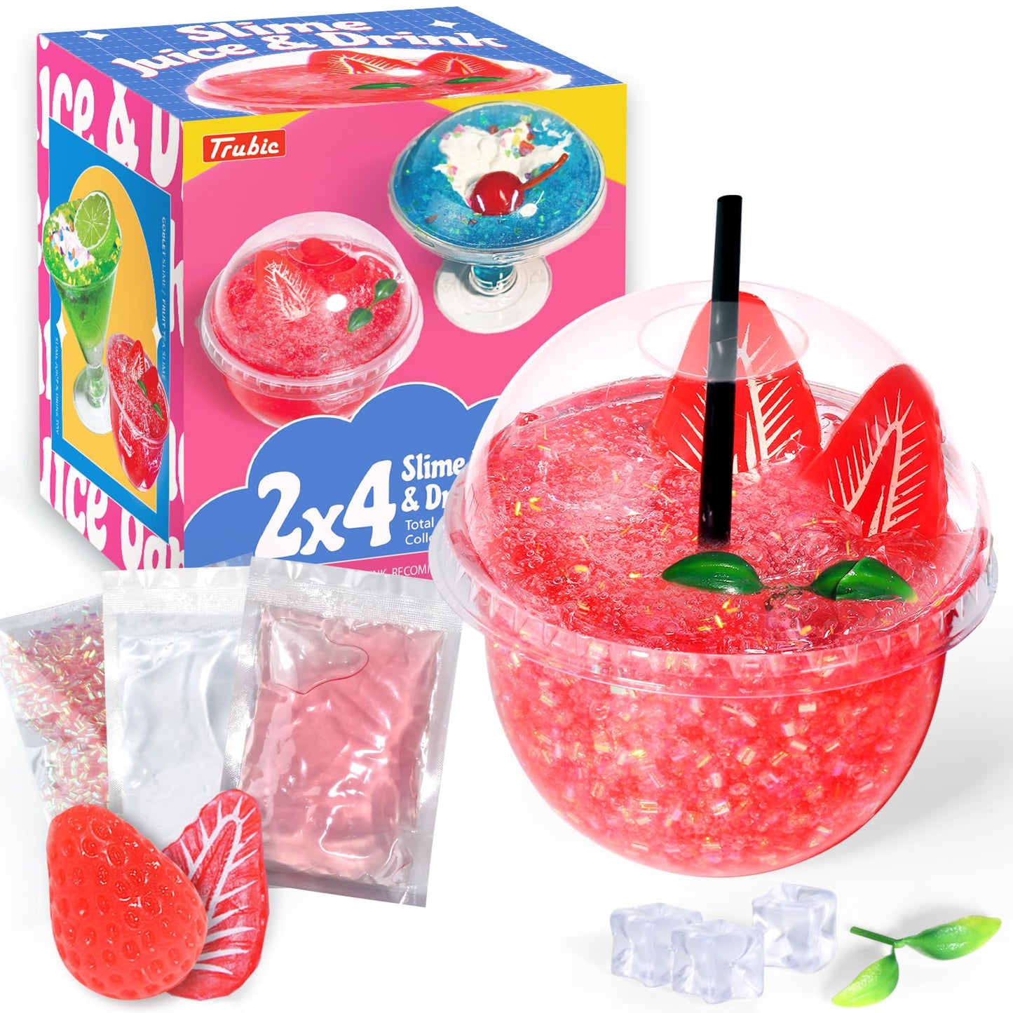 Trubic DIY Strawberry Pink Slime (7 oz) – Crunchy, Mess-Free Handmade Slime for Kids