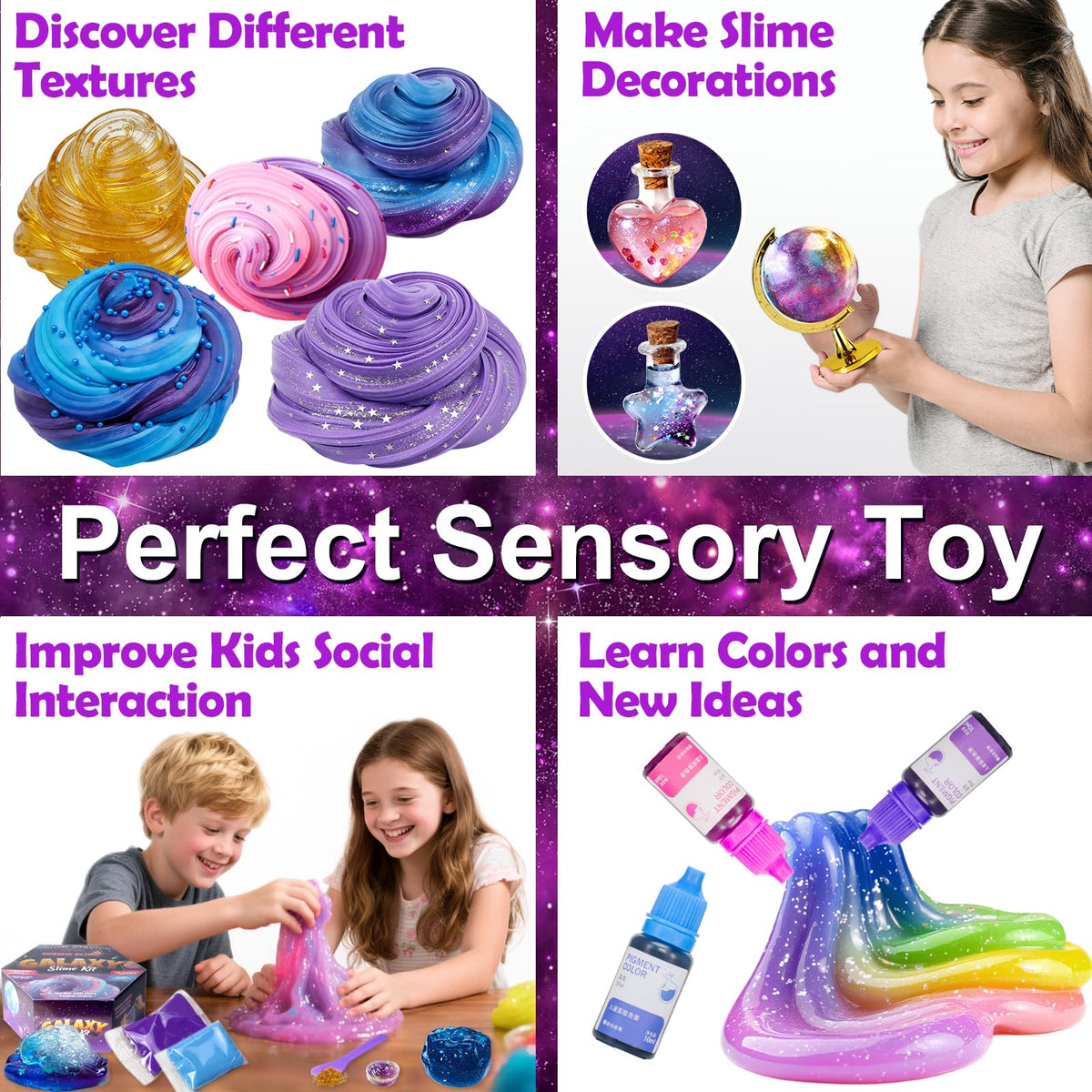 Trubic Galaxy Slime Kit – 35+ Piece Crystal Slime Set with Globe Container & Potion Bottles