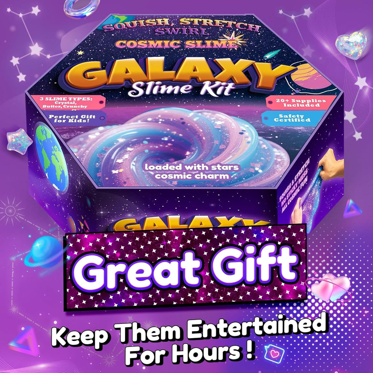 Trubic Galaxy Slime Kit – 35+ Piece Crystal Slime Set with Globe Container & Potion Bottles